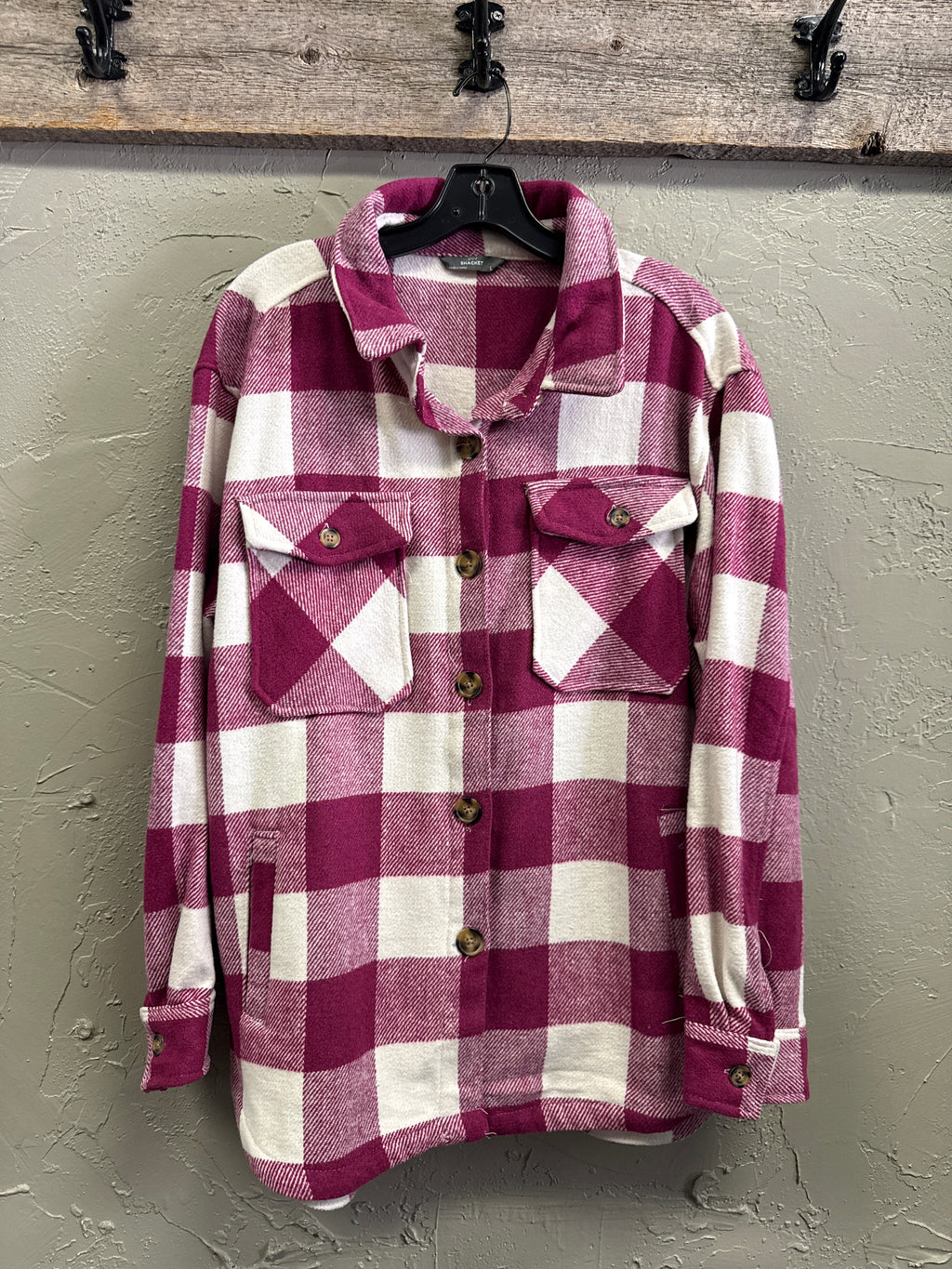 NWOT Plaid Button-Front Shacket