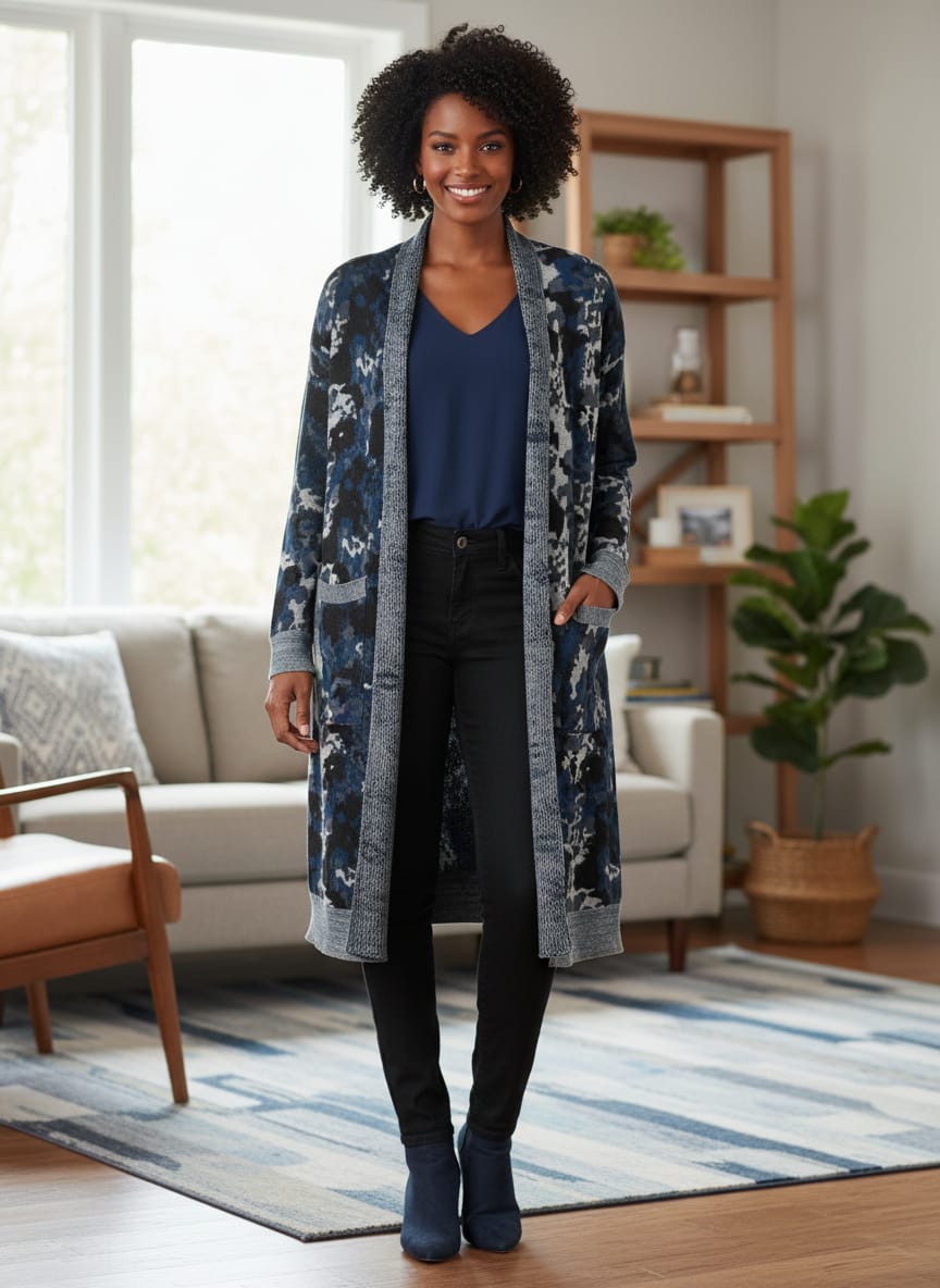 NWT Mystree Abstract Camo Cardi (org$75)