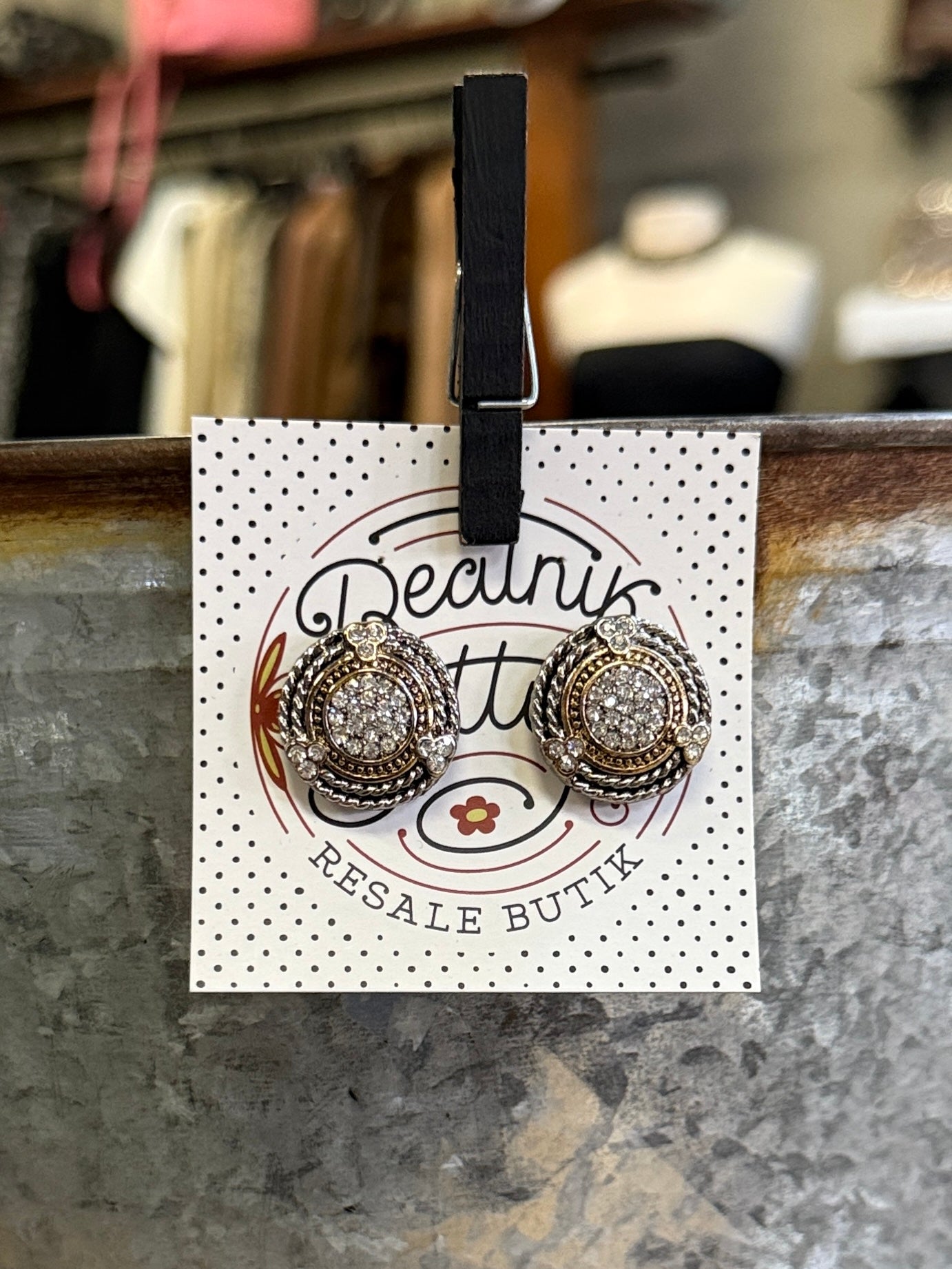 Two-Tone Button Earrings
