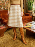 Vtg Plaid A-Line Midi Skirt