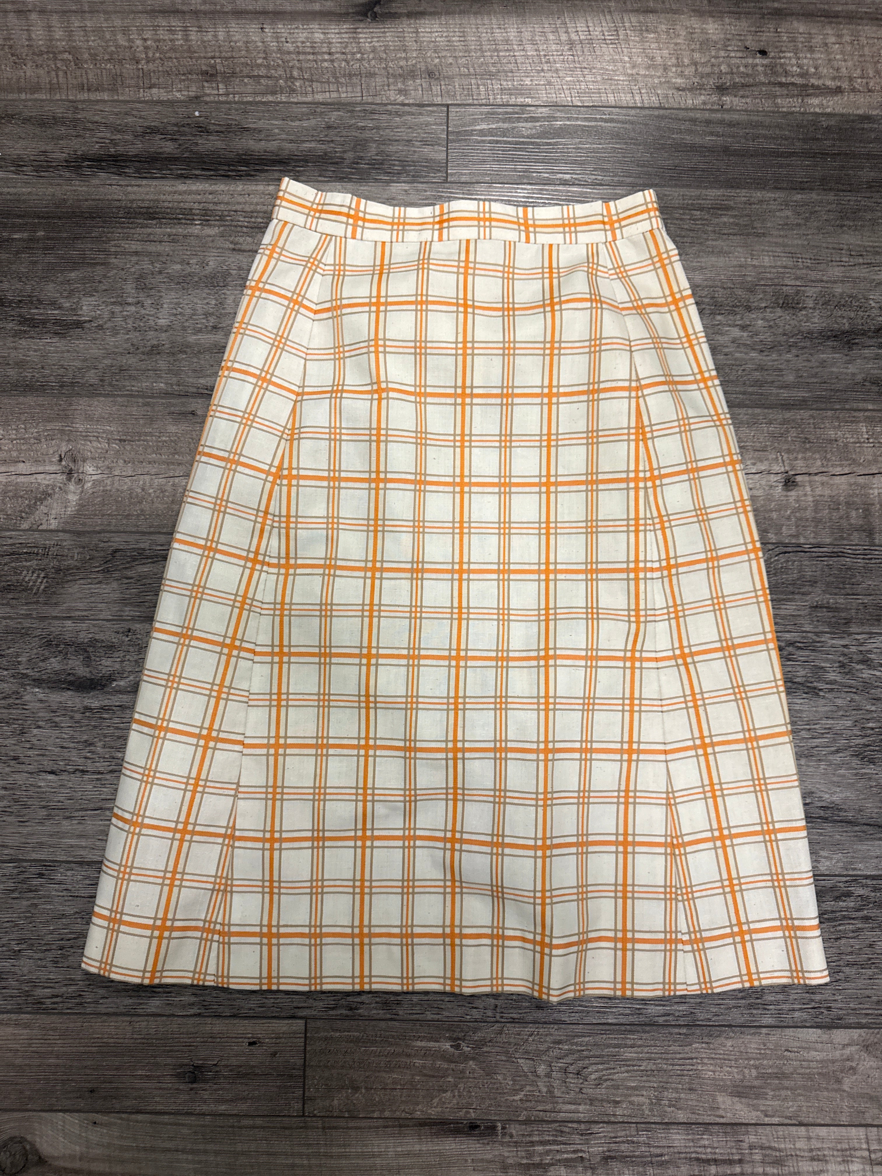 Vtg Plaid A-Line Midi Skirt
