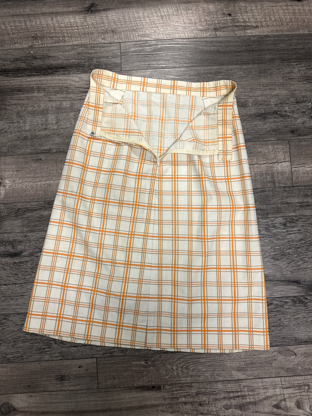 Vtg Plaid A-Line Midi Skirt