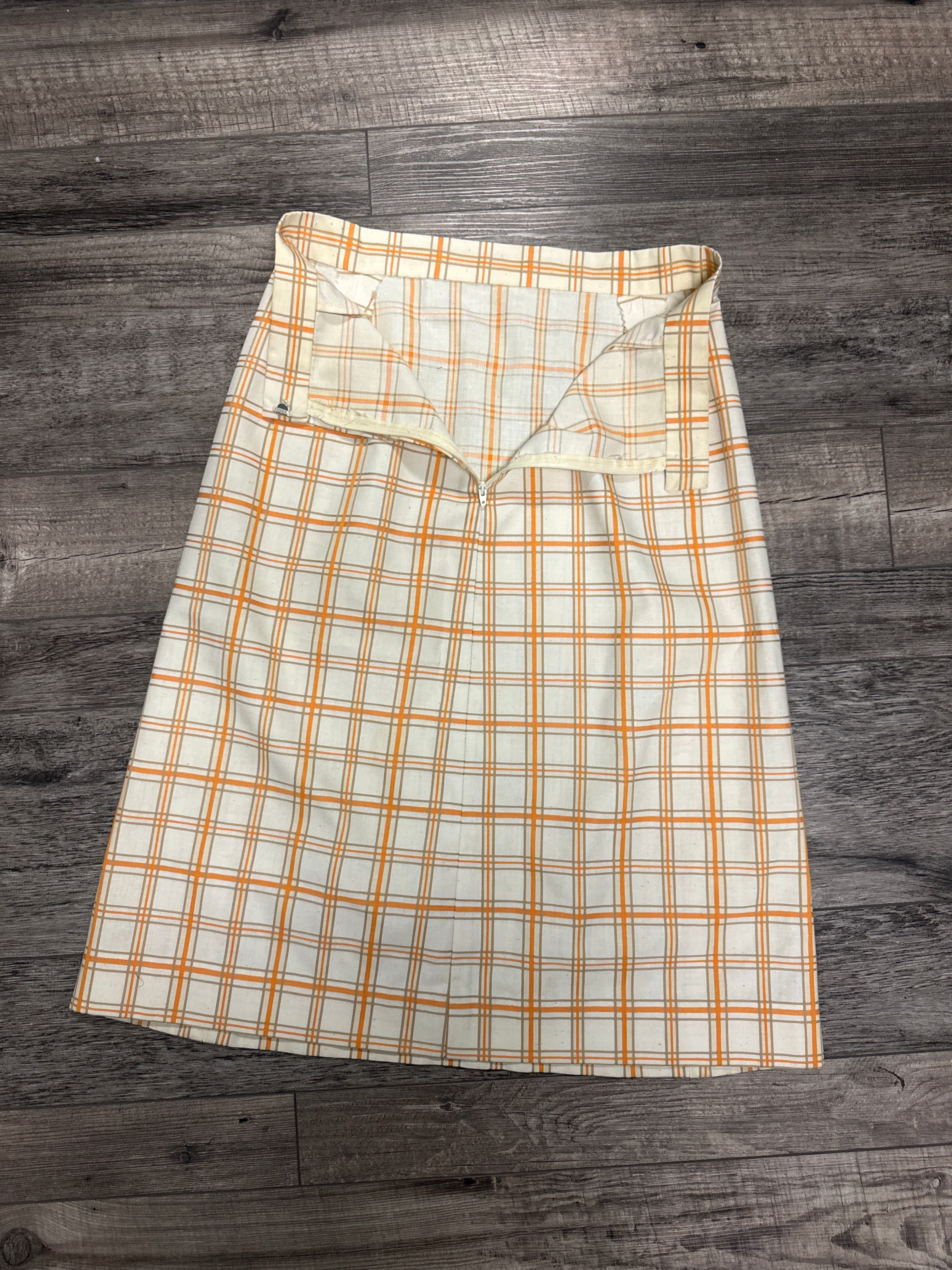 Vtg Plaid A-Line Midi Skirt