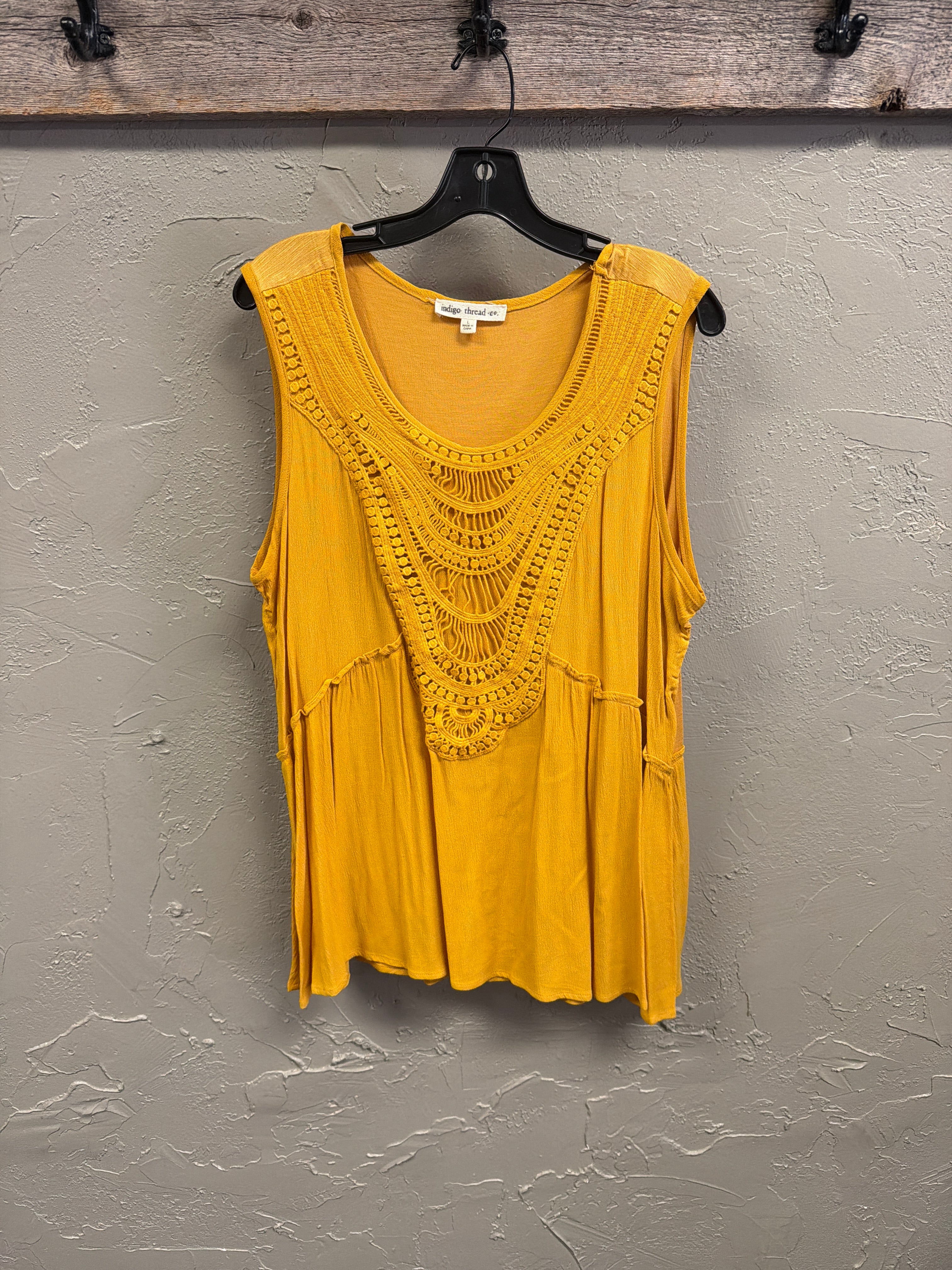 NWOT Indigo Thread Boho Crochet Yoke Top