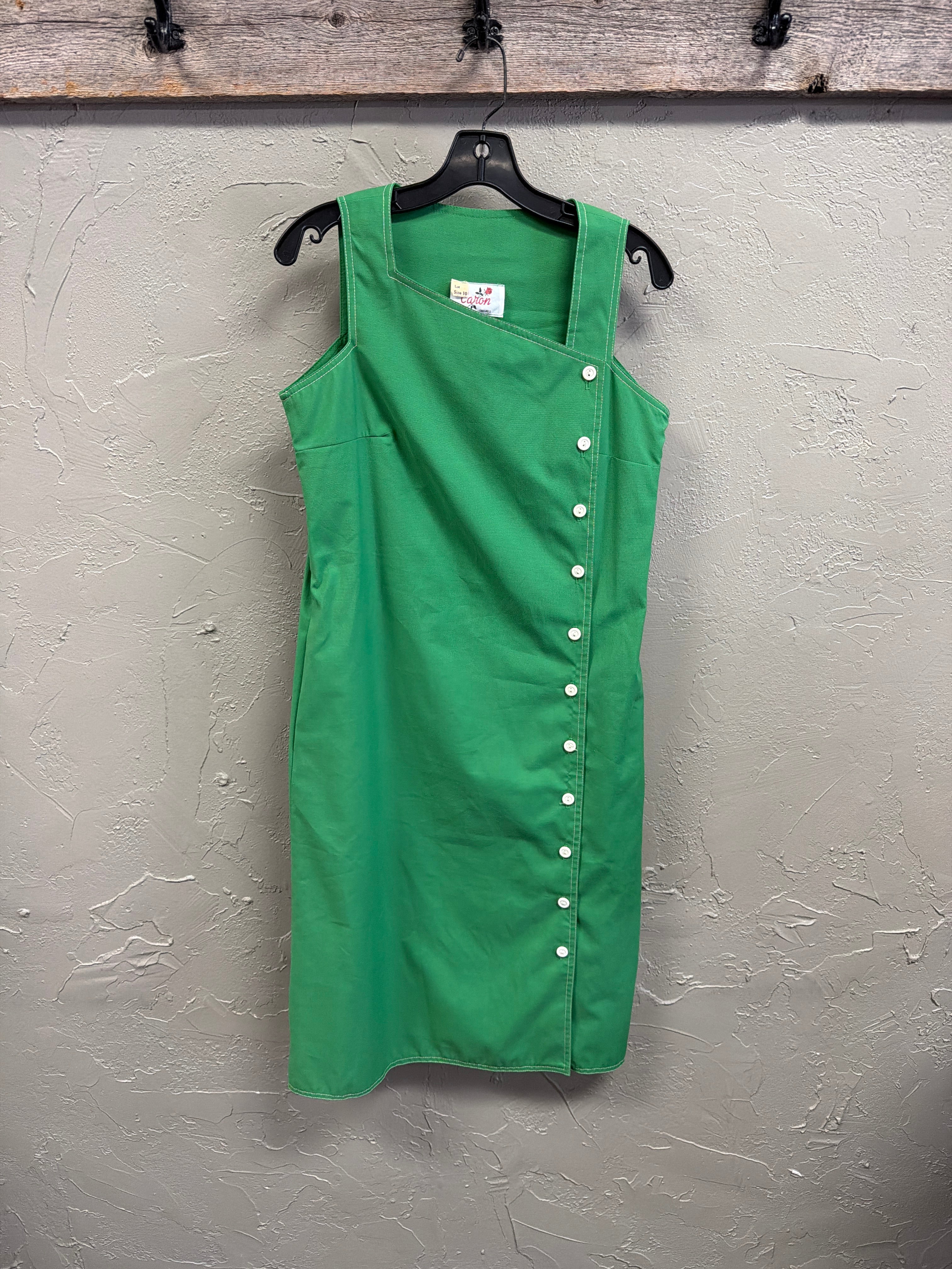 Vtg Caron Green Midi Dress