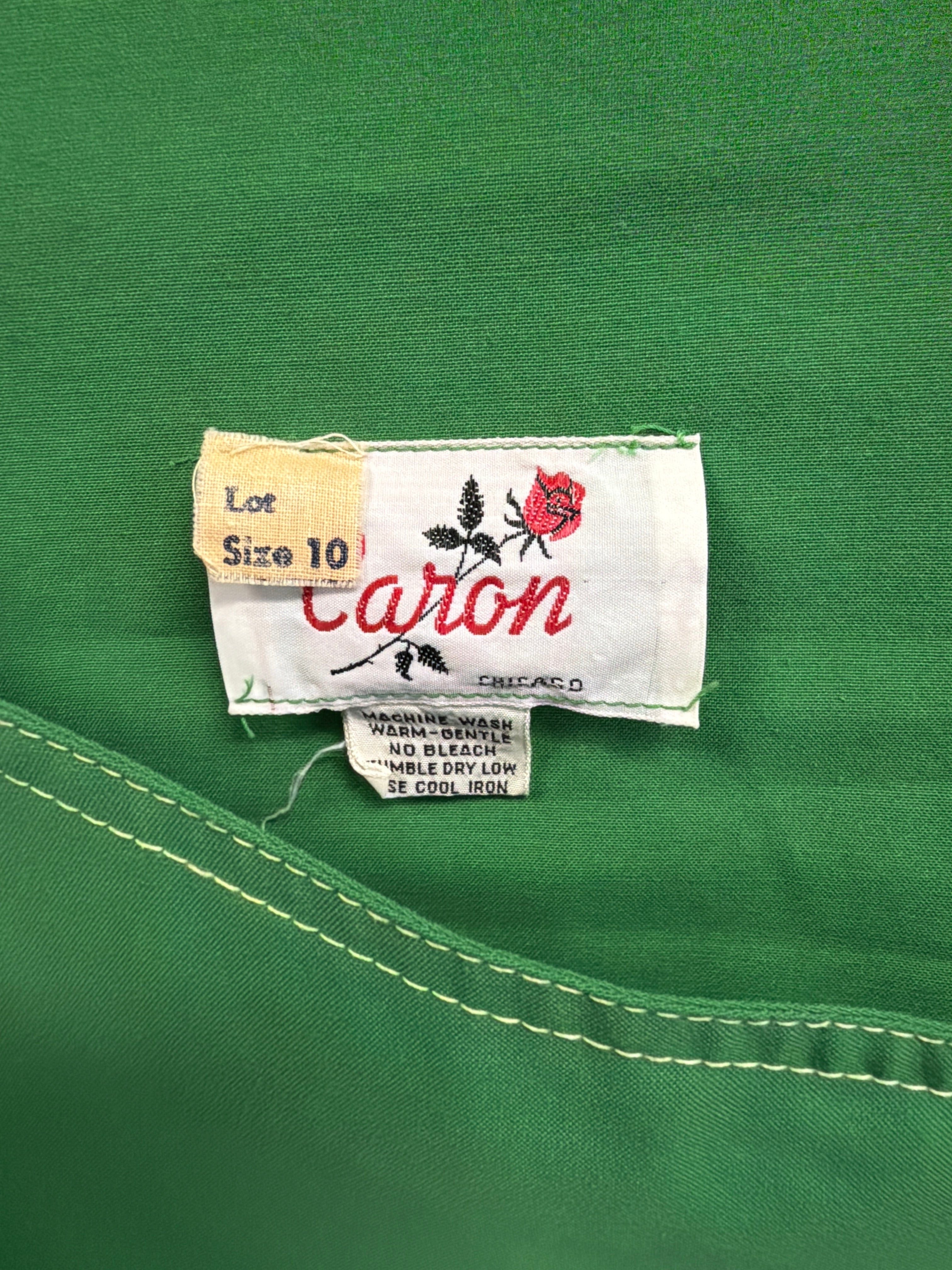Vtg Caron Green Midi Dress
