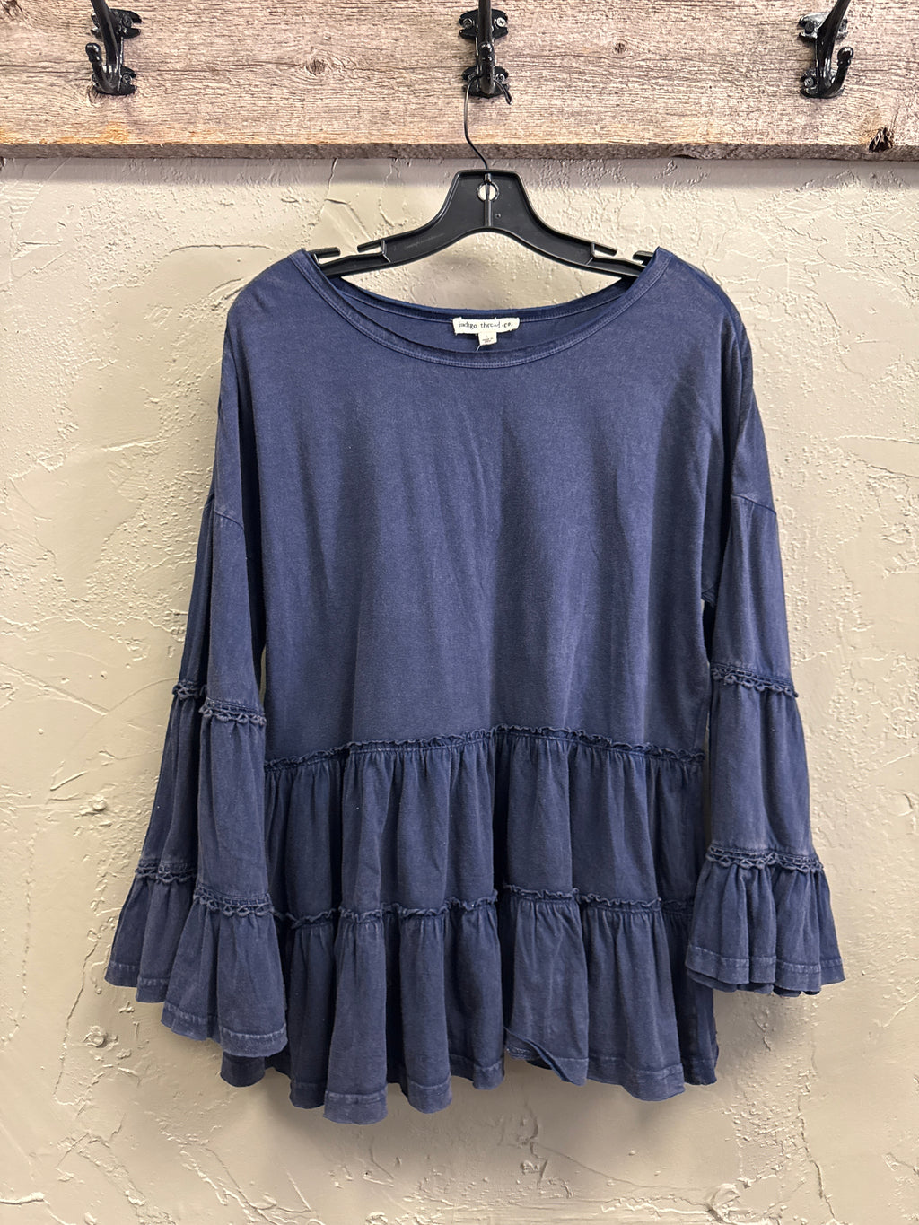 NWOT Indigo Thread Tiered Ruffle Top