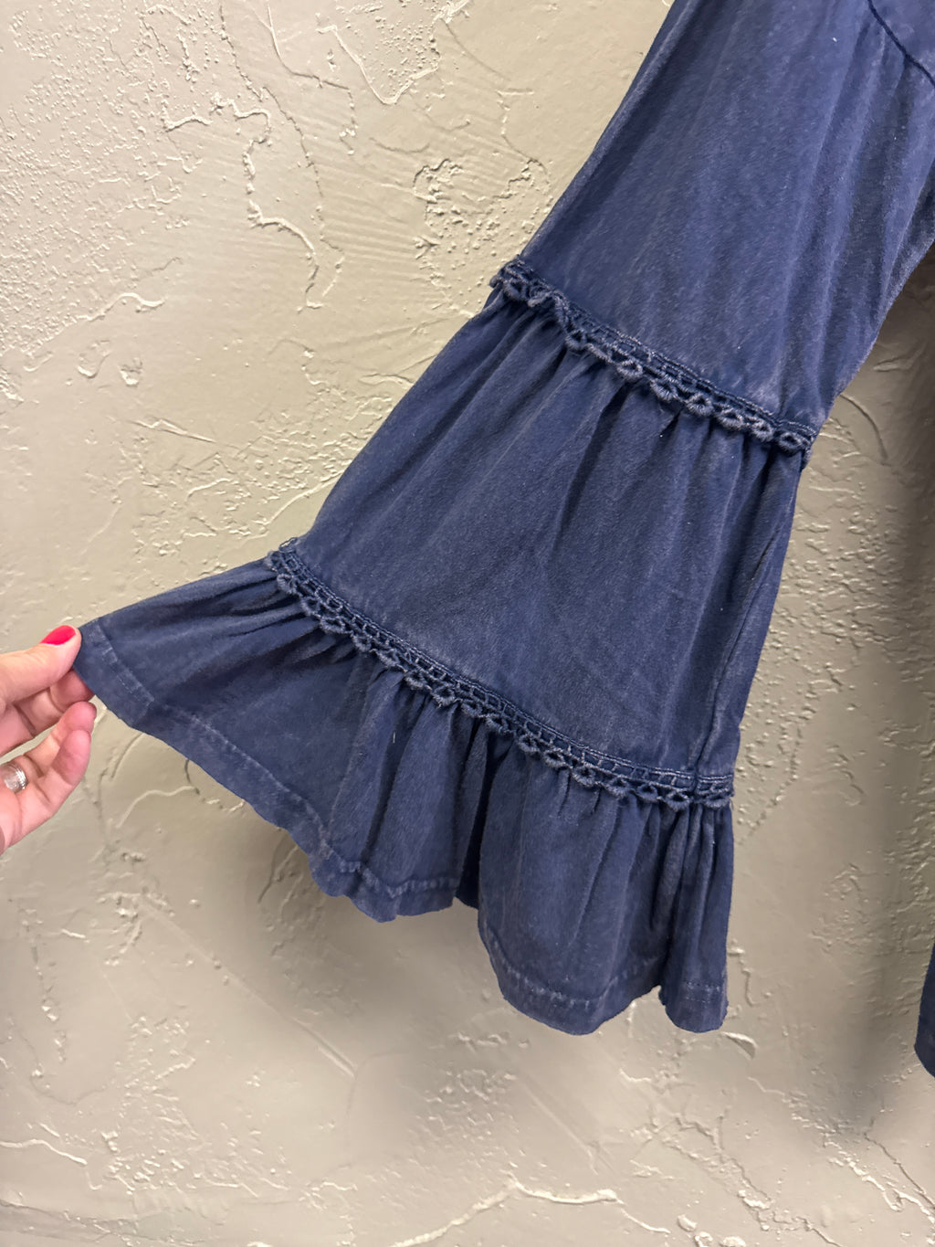 NWOT Indigo Thread Tiered Ruffle Top