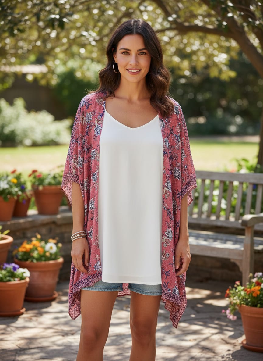 Japna Floral Print Kimono Cover-Up (org$60)