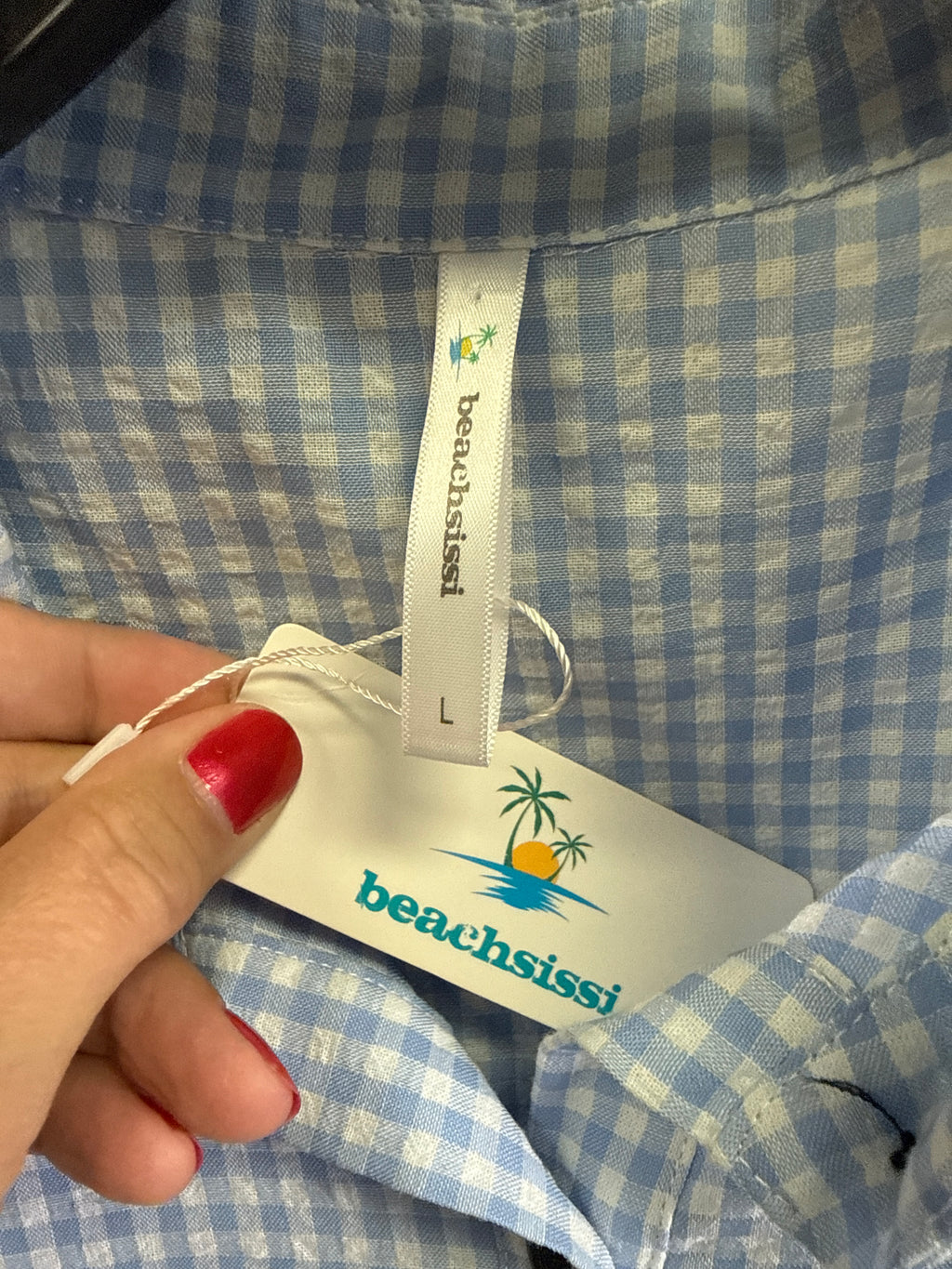 NWT Beachsissi Gingham Shirtdress
