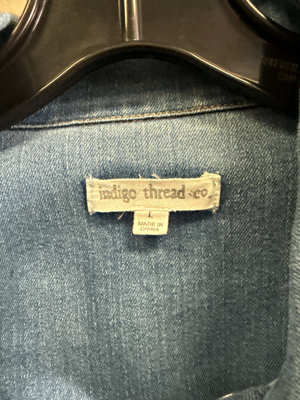 NWOT Indigo Thread Frayed Hem Denim Jacket