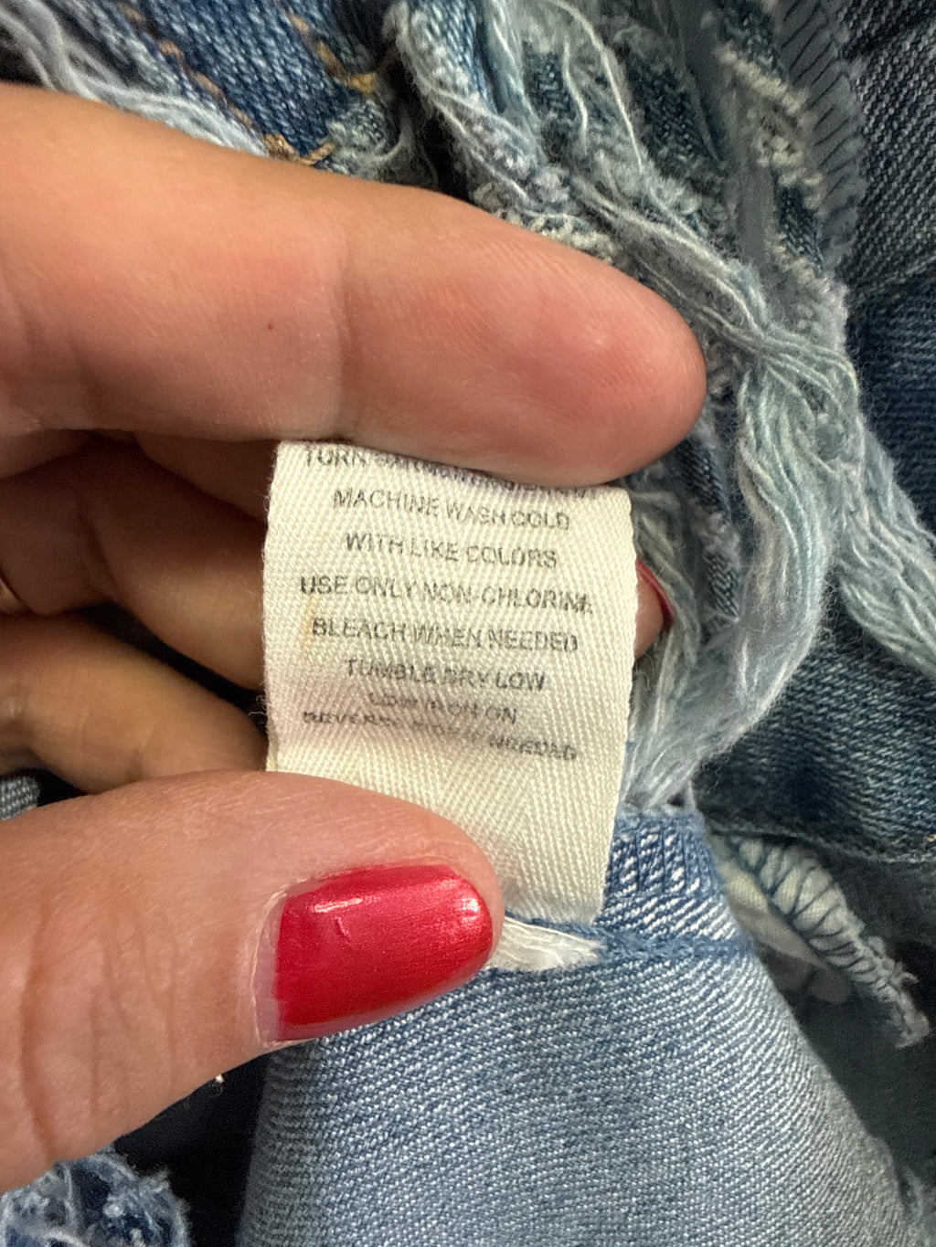 NWOT Indigo Thread Frayed Hem Denim Jacket