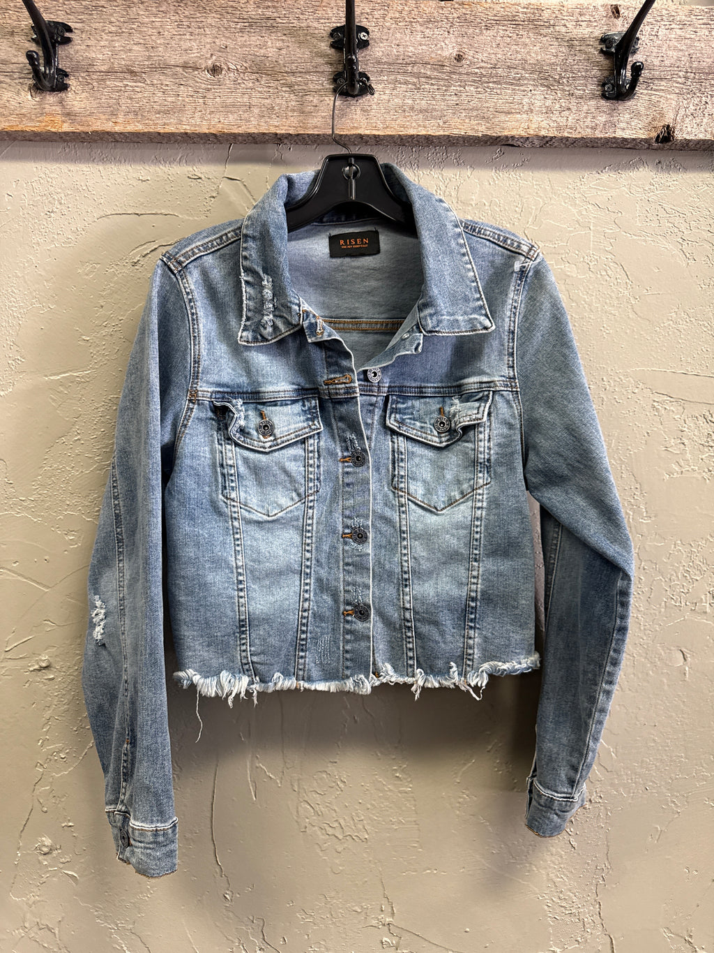 Risen Frayed Hem Crop Jacket