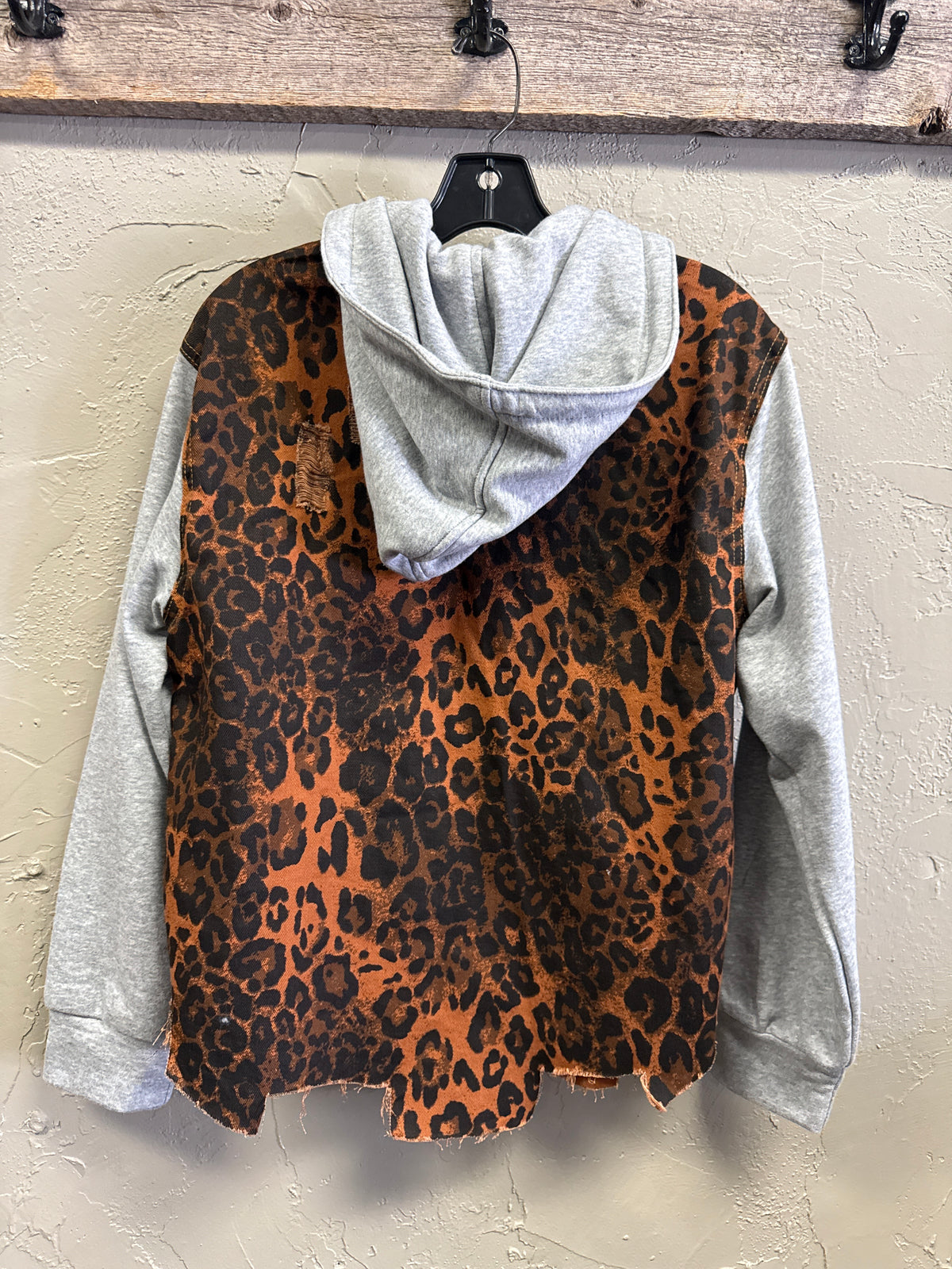 NWOT Distressed Leopard Print Jacket
