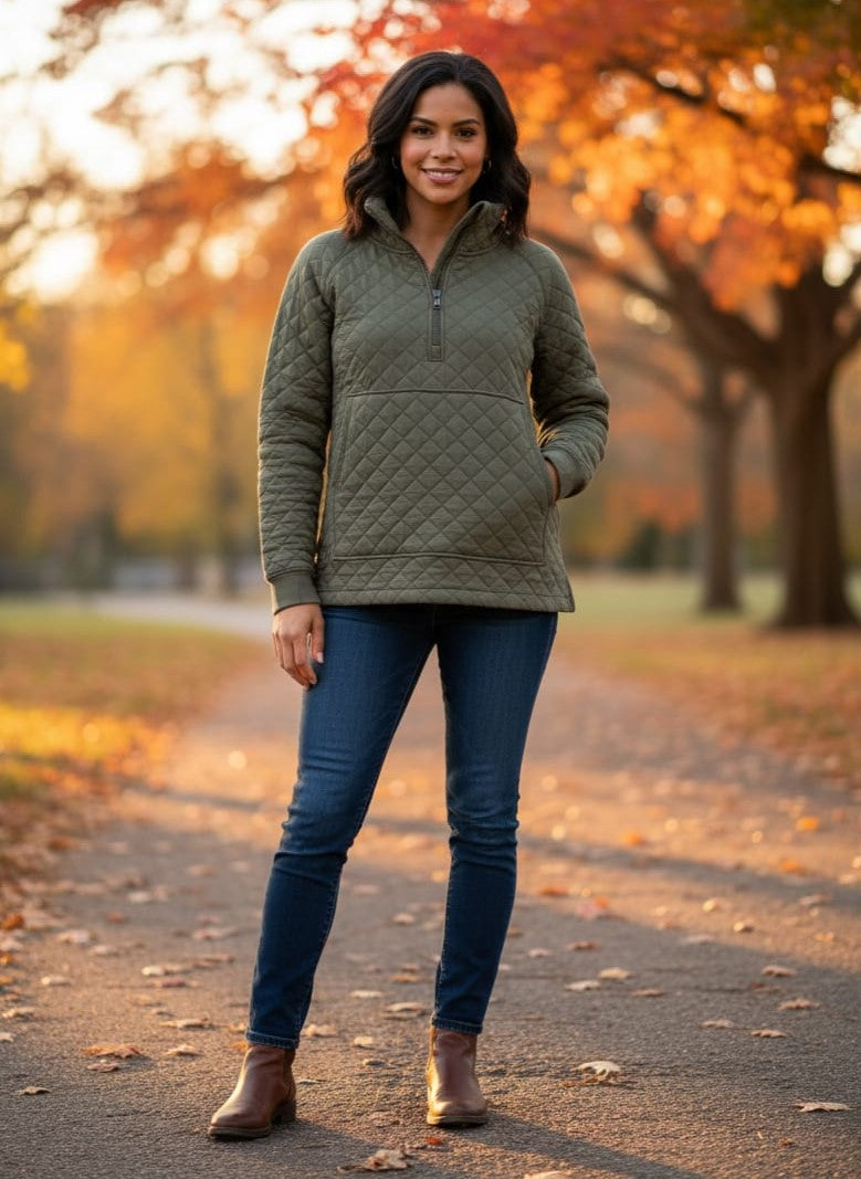Mona b Quilted Jersey Pullover