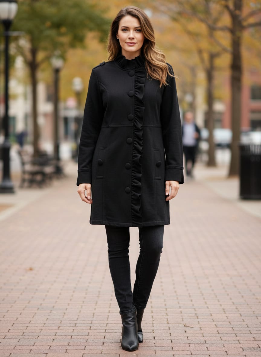Ruffle Front Knit Jacket