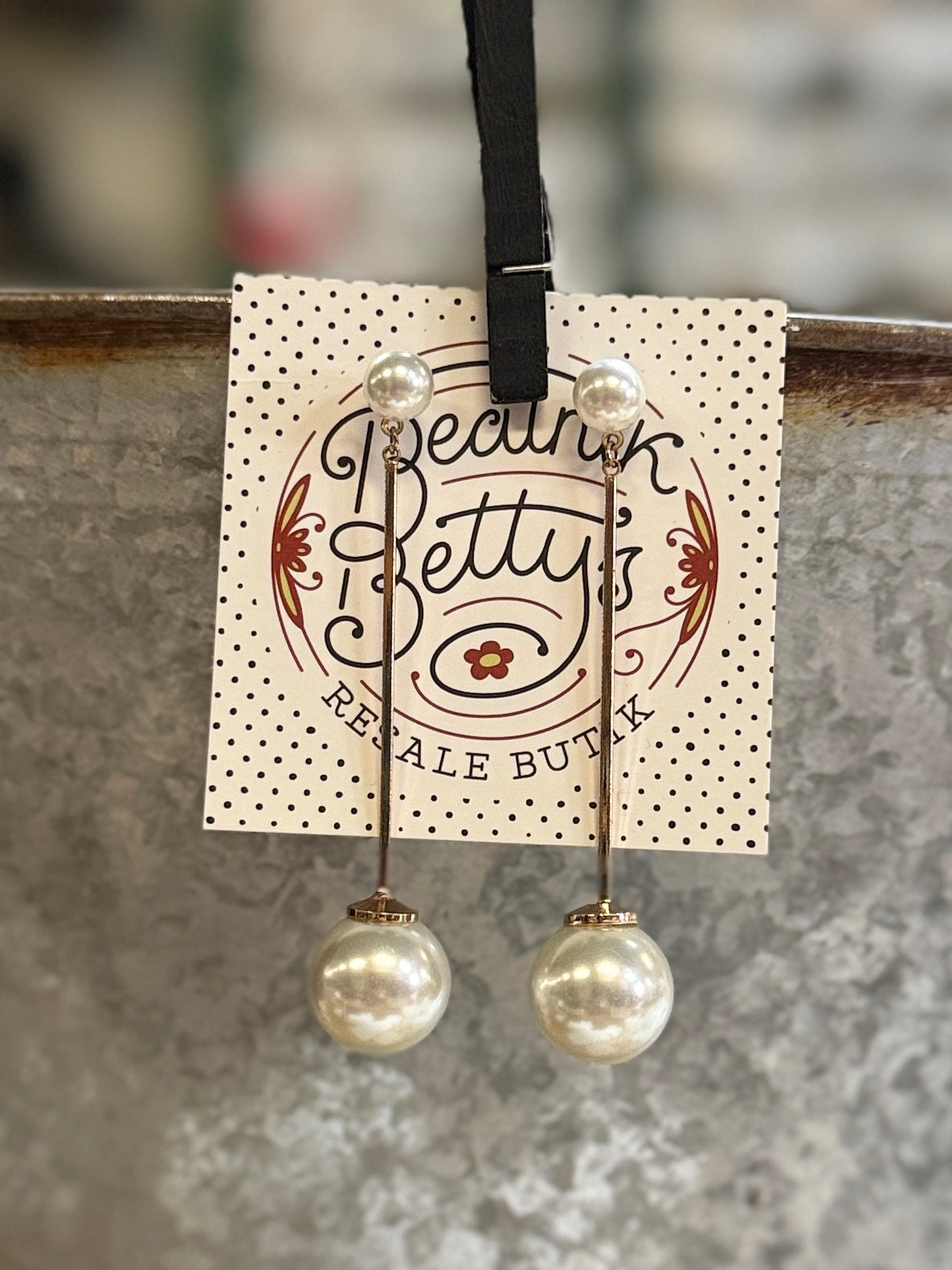 Dbl-Pearl Bar Drop Earrings
