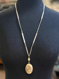 Two-Tone Station Pendant Necklace