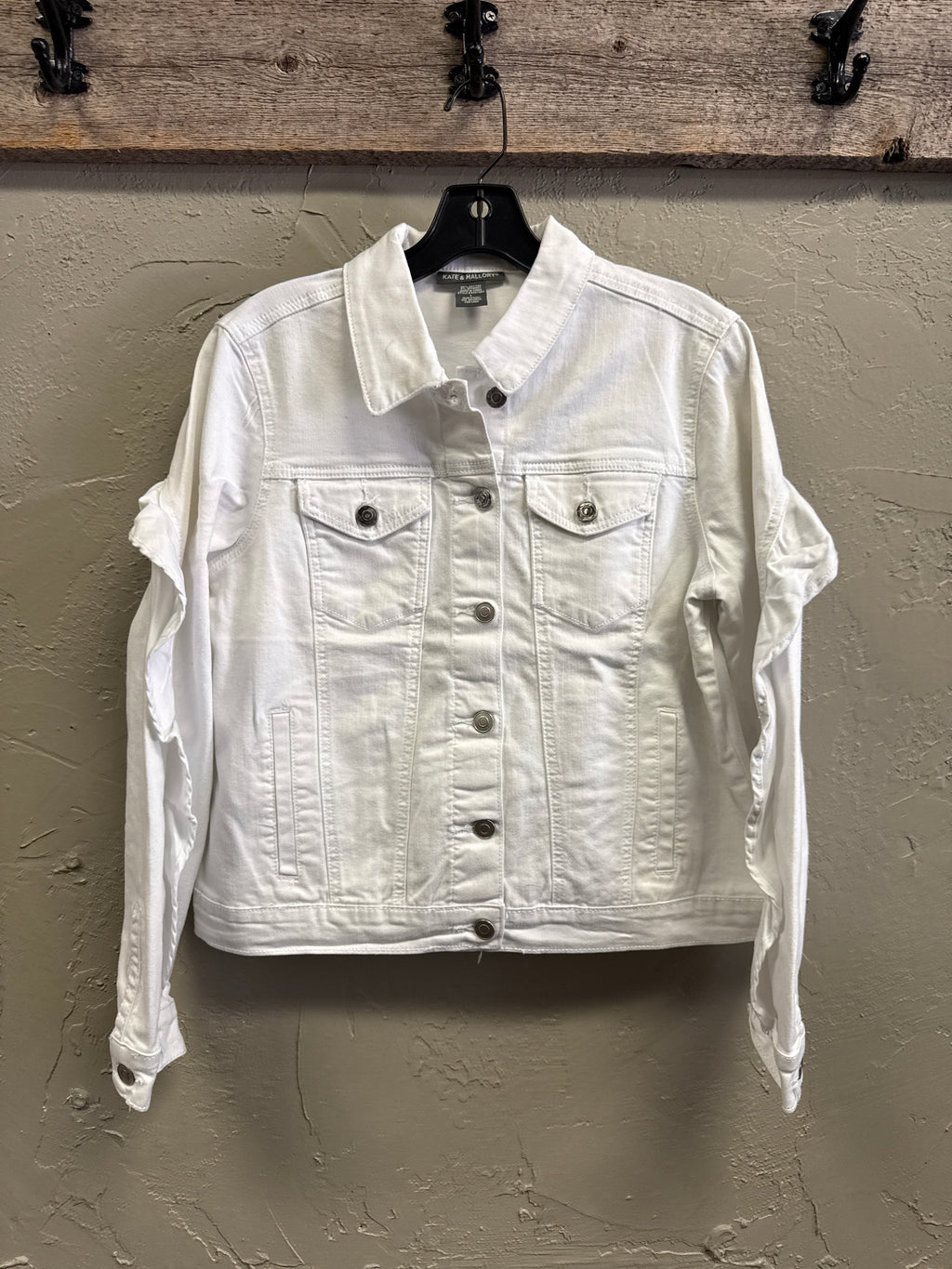 NWOT Kate & Mallory Ruffle Sleeve Denim Jacket (org$79)
