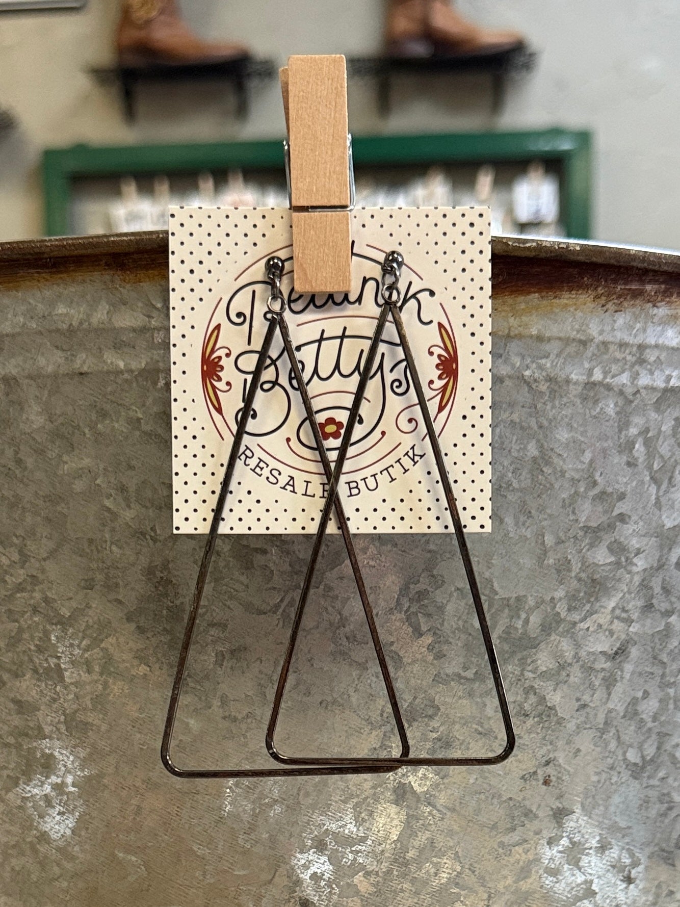 Long Triangle Drop Earrings