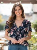NWT Band of Gypsies Floral Ruffle Blouse