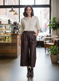 Faux Leather Wide-Leg Crop Pants