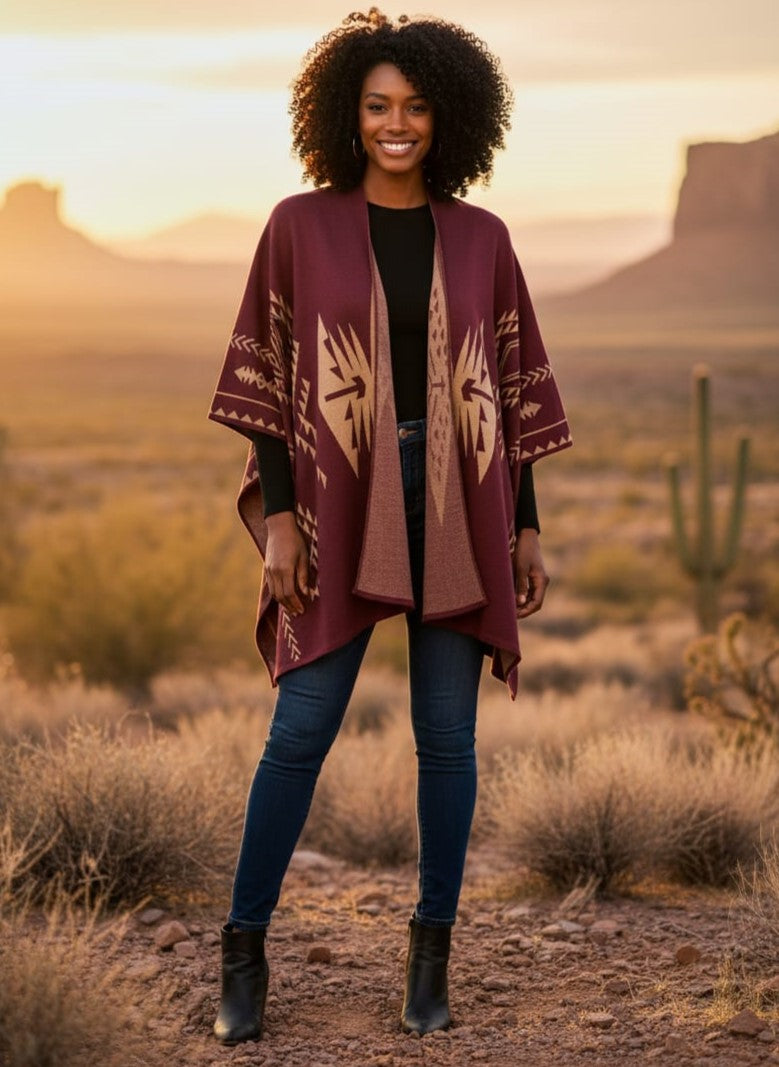 NWOT Indigo Thread Open-Front Poncho (org$80)