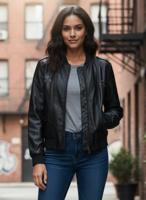 NWOT Kate & Mallory Faux Leather Bomber (org$85)