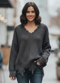 NWOT Indigo Thread Frayed Edge Sweater (org$58)