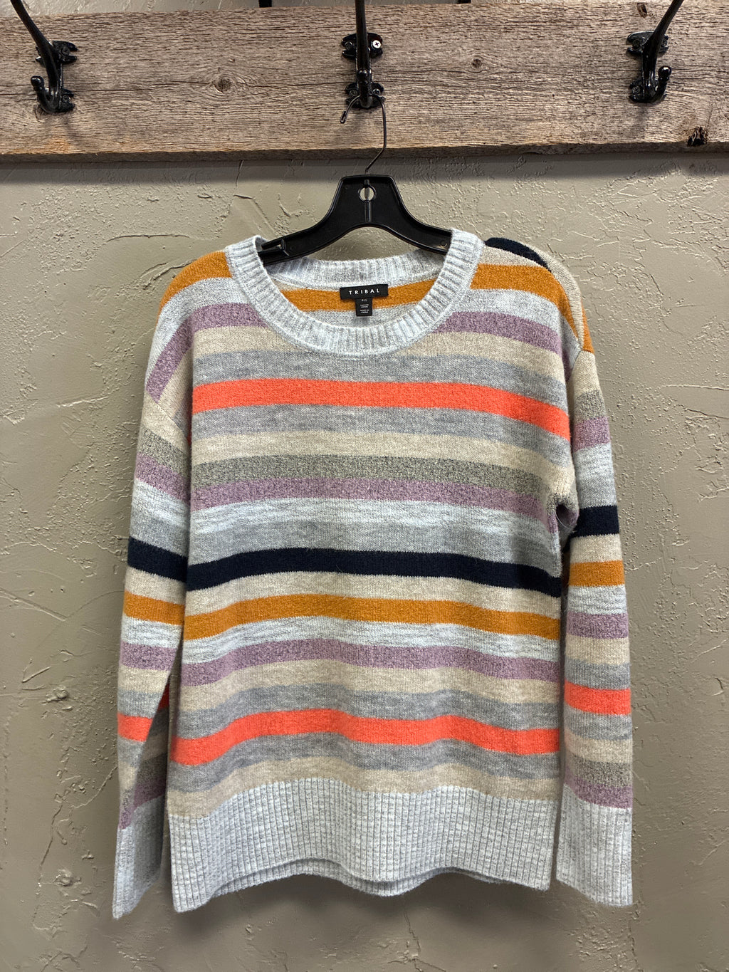 Tribal Soft Yarn Striped Sweater (org$98)