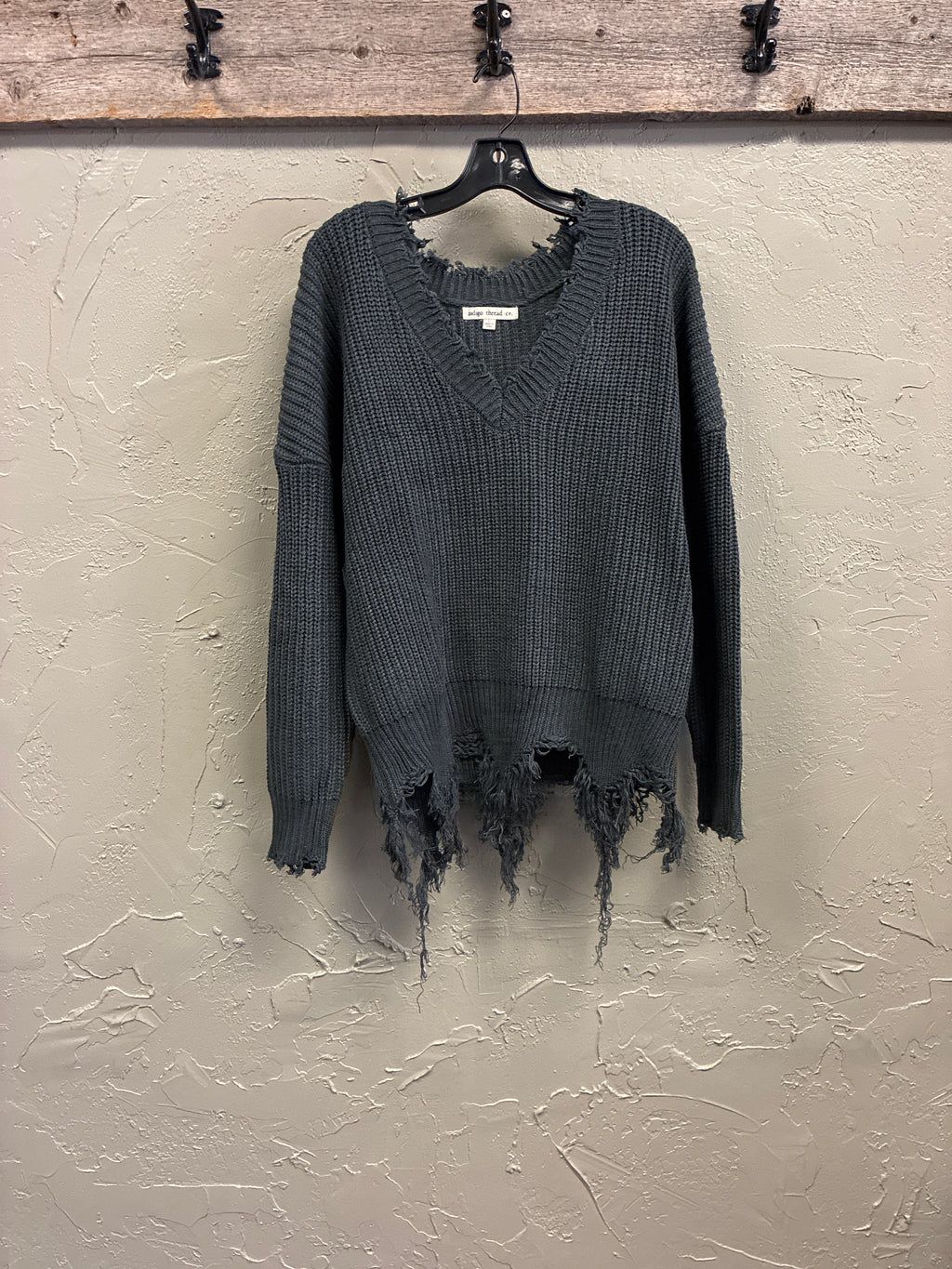 NWOT Indigo Thread Frayed Edge Sweater (org$58)