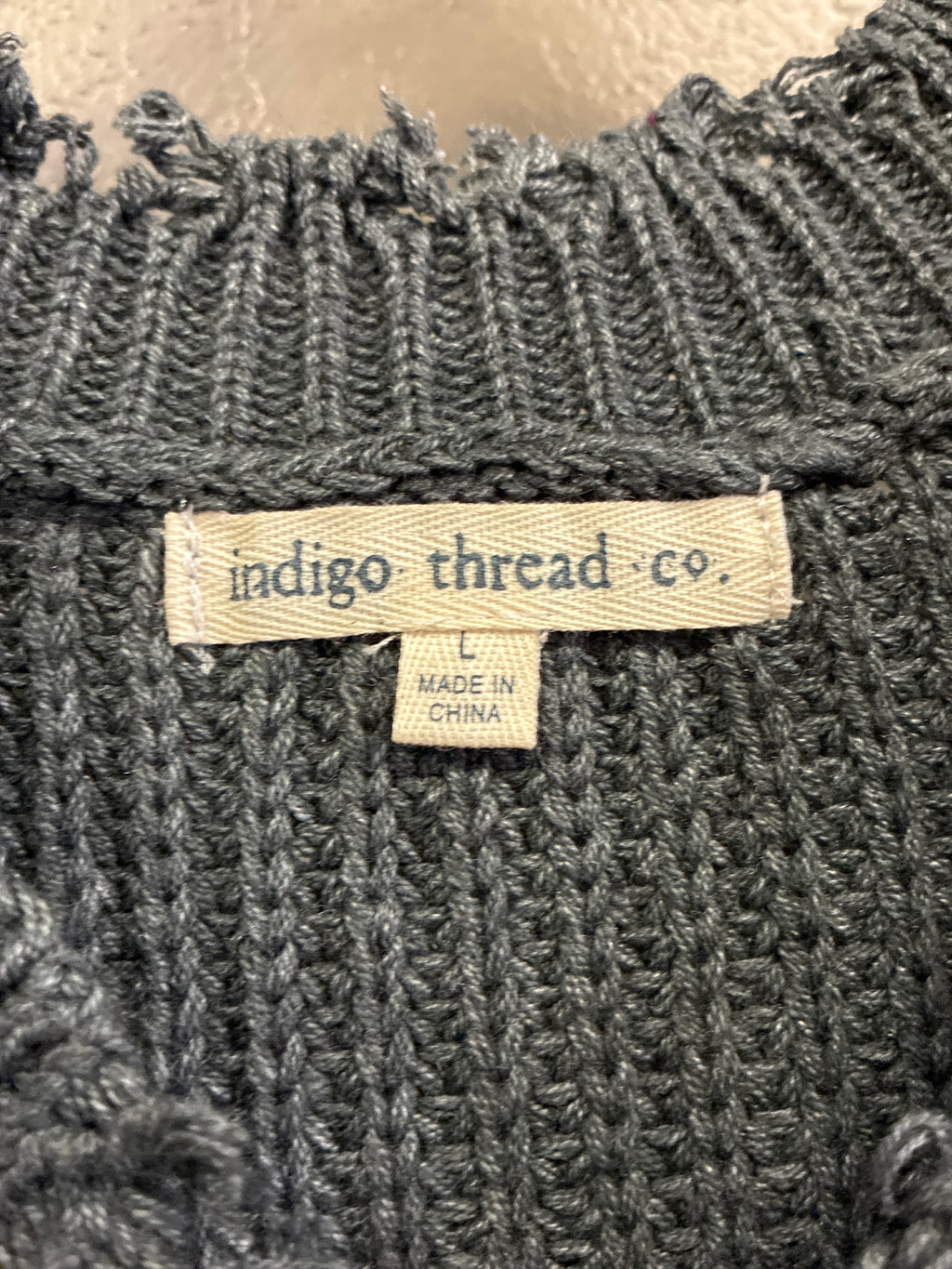 NWOT Indigo Thread Frayed Edge Sweater (org$58)