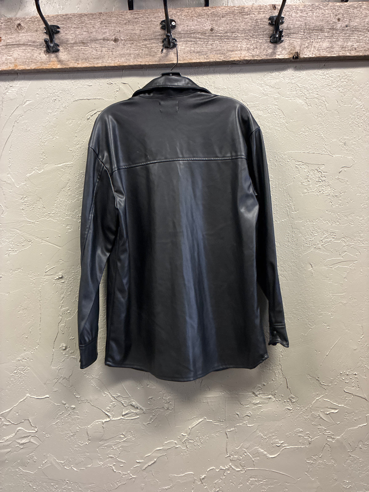 Red Star Vegan Leather Shacket (org$89)