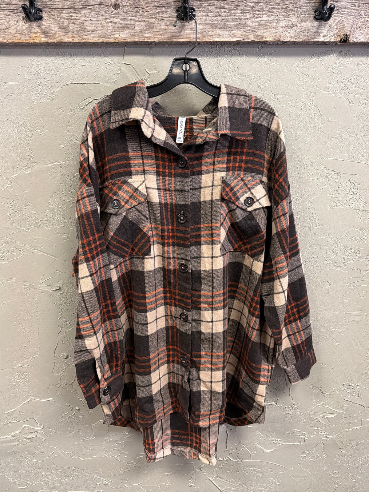NWT Zenana Plaid Shacket (org$44)