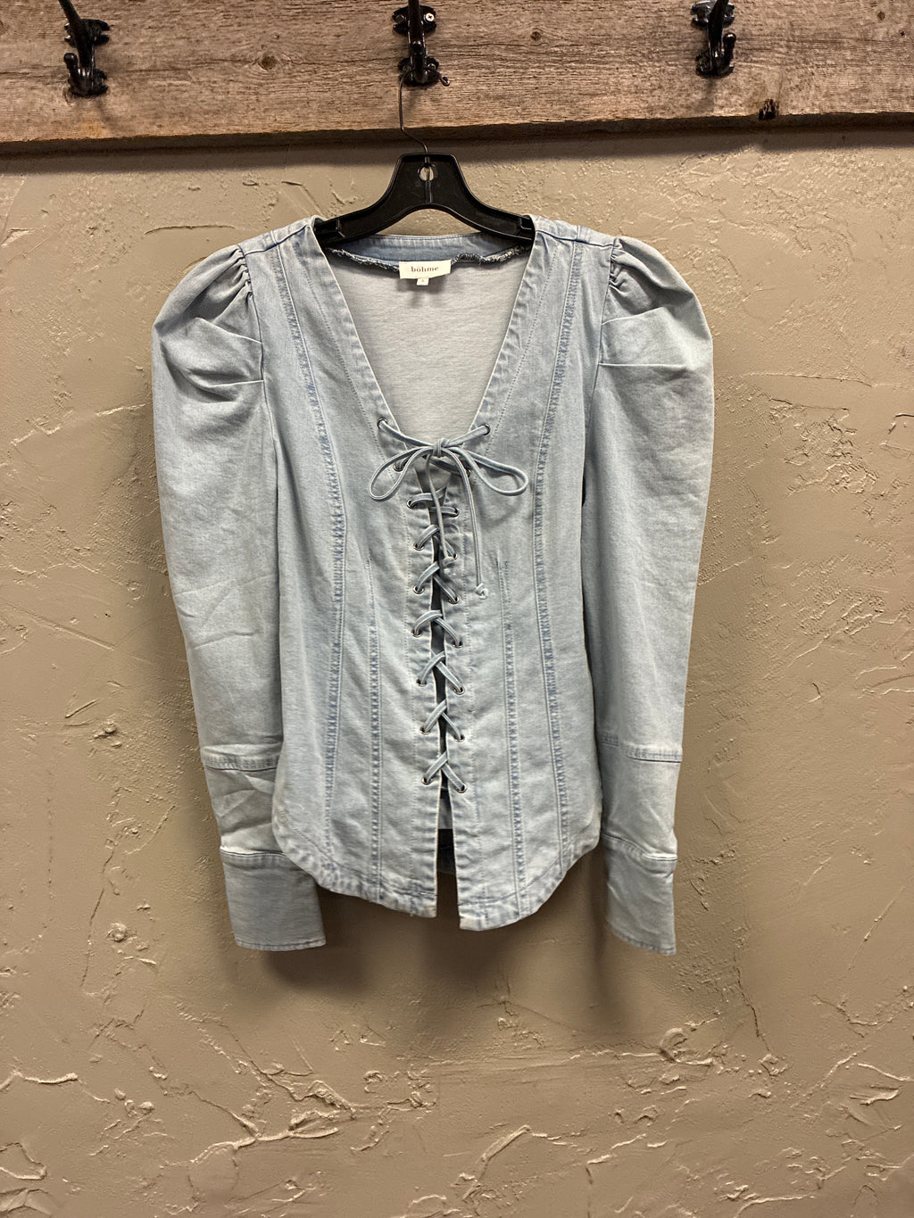 Bohme Lace-Up Denim Blouse (org$70)