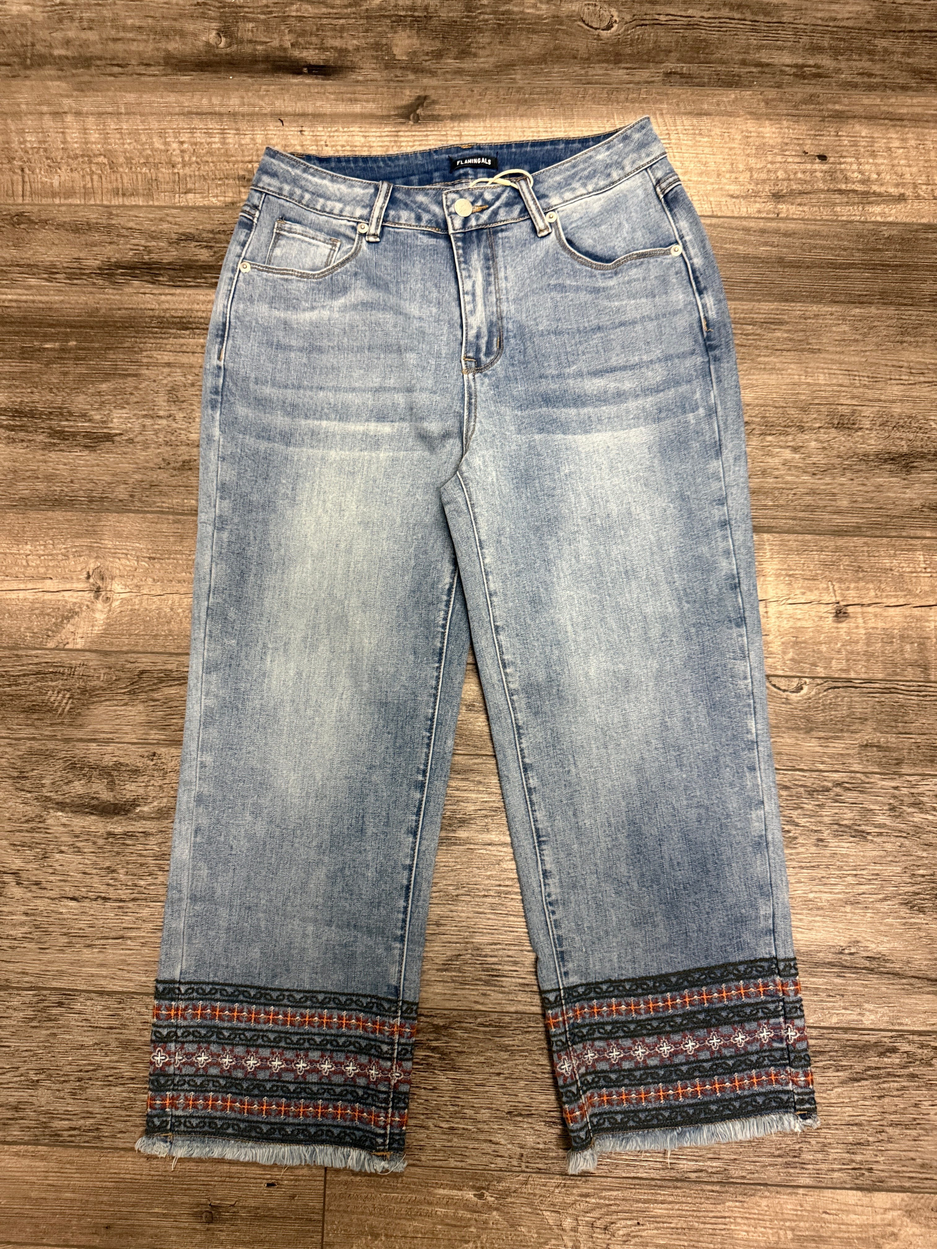 NWT Flamingals Embroidered Hem Jean (org$60)