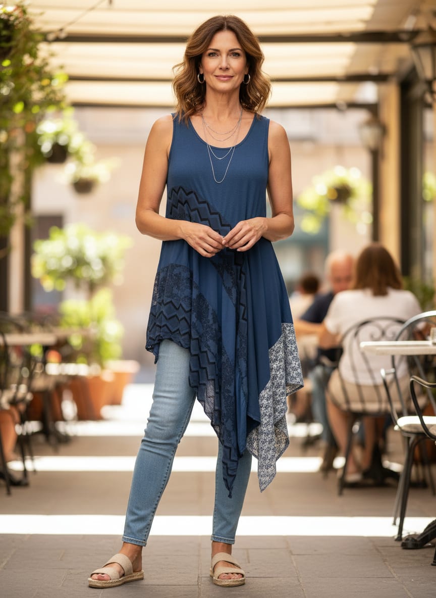 Indigo Thread Sleeveless Tunic