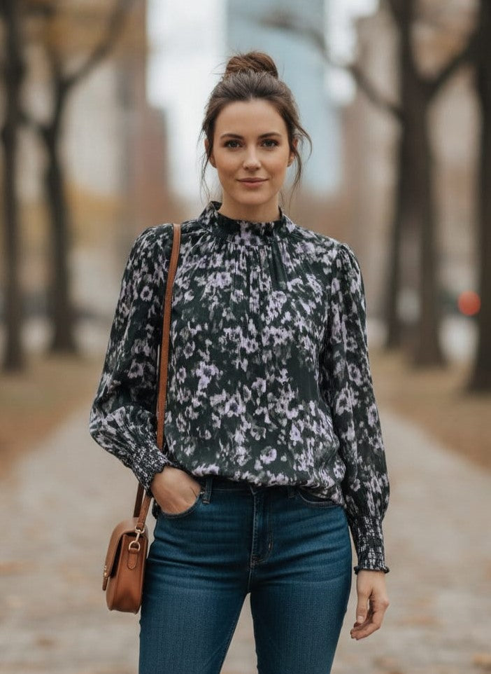 Bella Dahl Mock Neck Blouse (org$128)