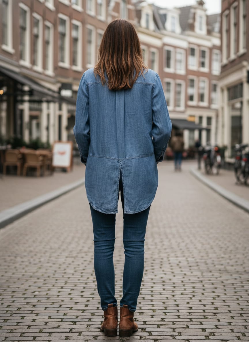 NWT AJ Split Back Chambray Shirt (org$68)