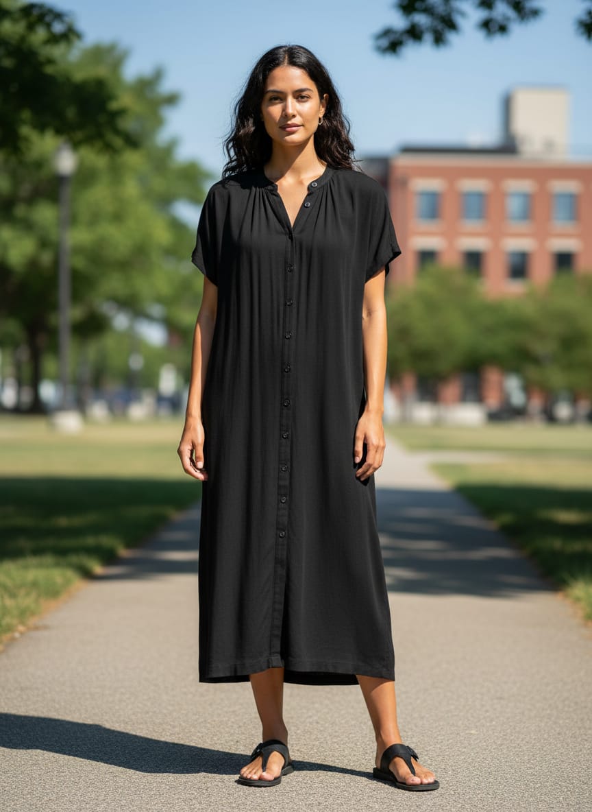 Short Sleeve Button Down Dress