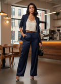 Blue Satin Cargo Pants