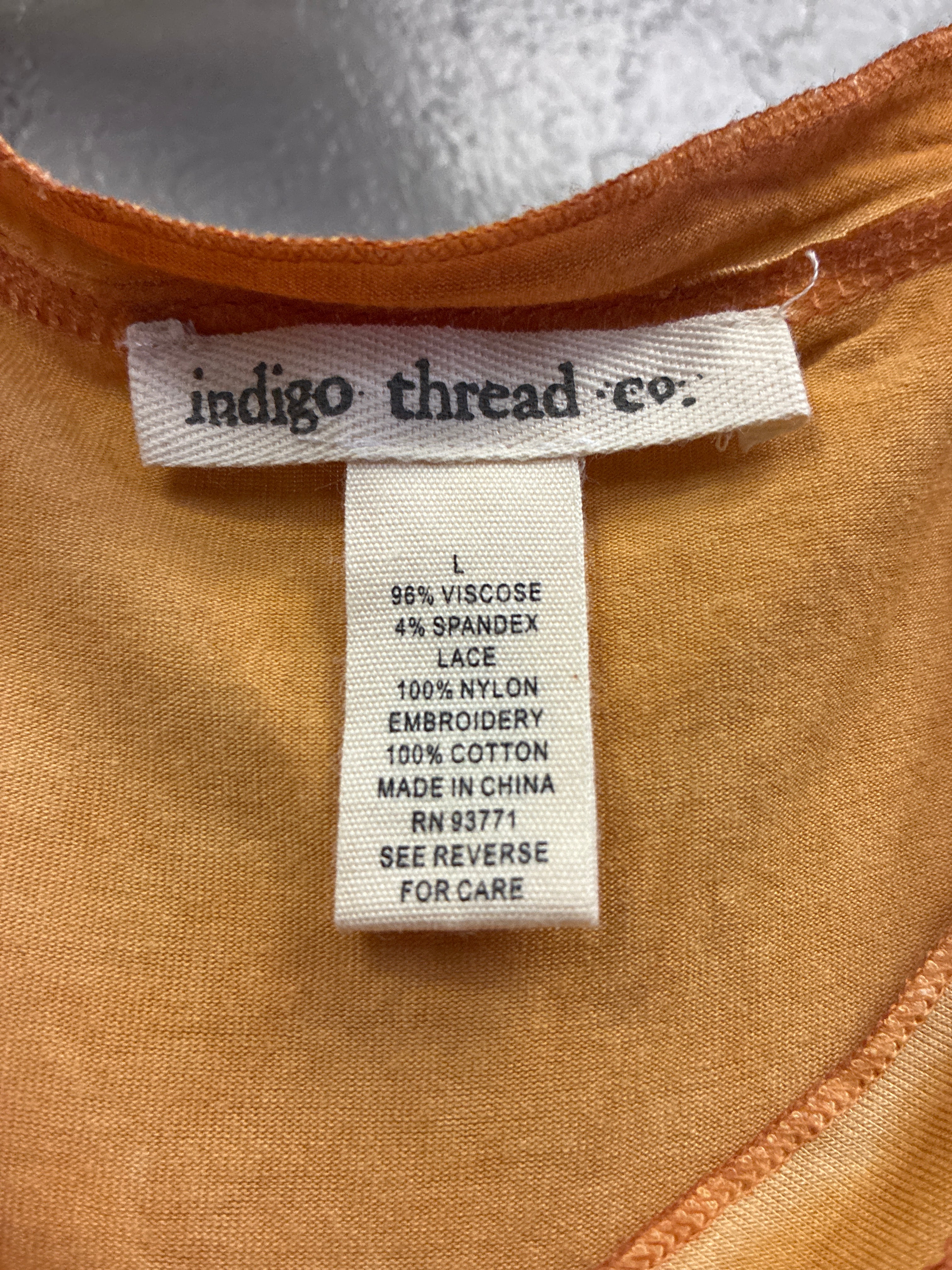 NWOT Indigo Thread Lace Hem Tank