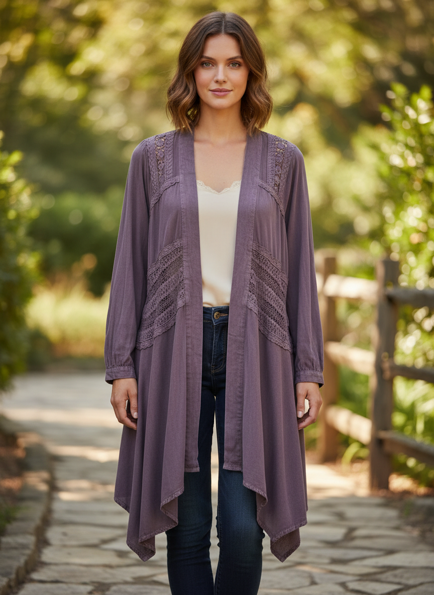 NWOT Indigo Thread Cascading Cardigan