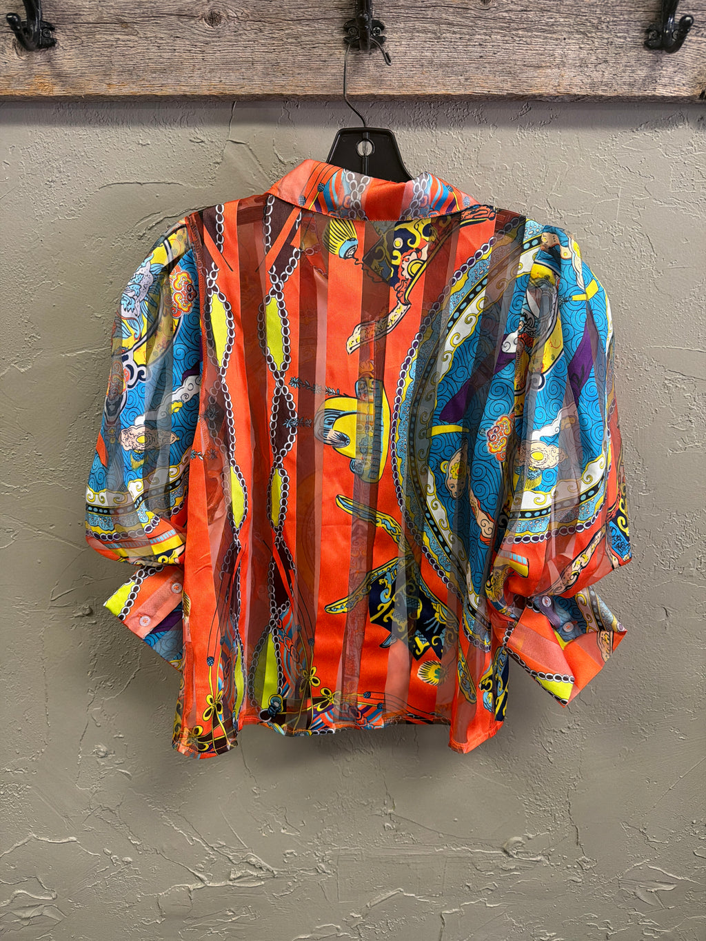 Akira Baroque Print Sheer Blouse (org$70)