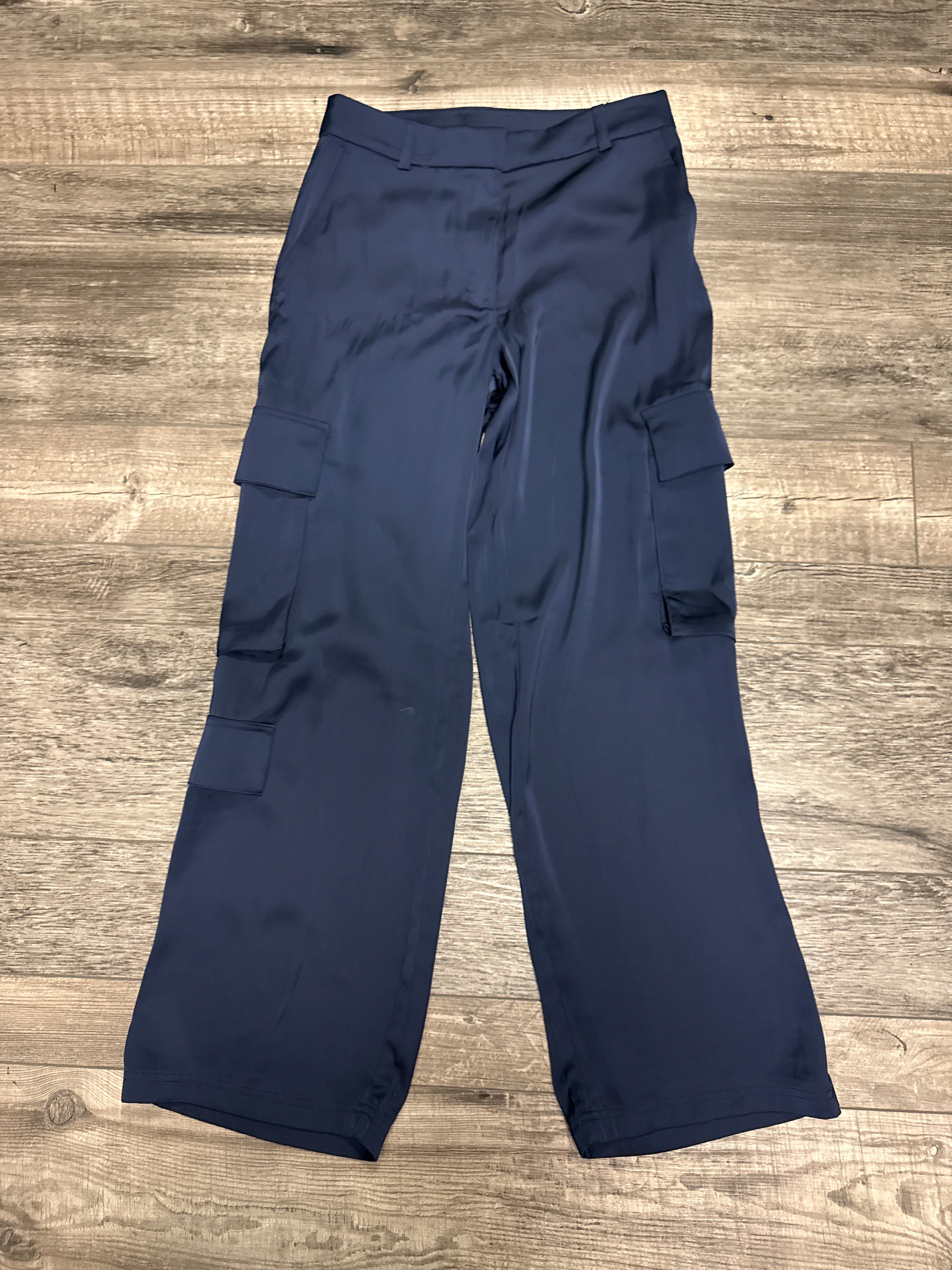 Blue Satin Cargo Pants
