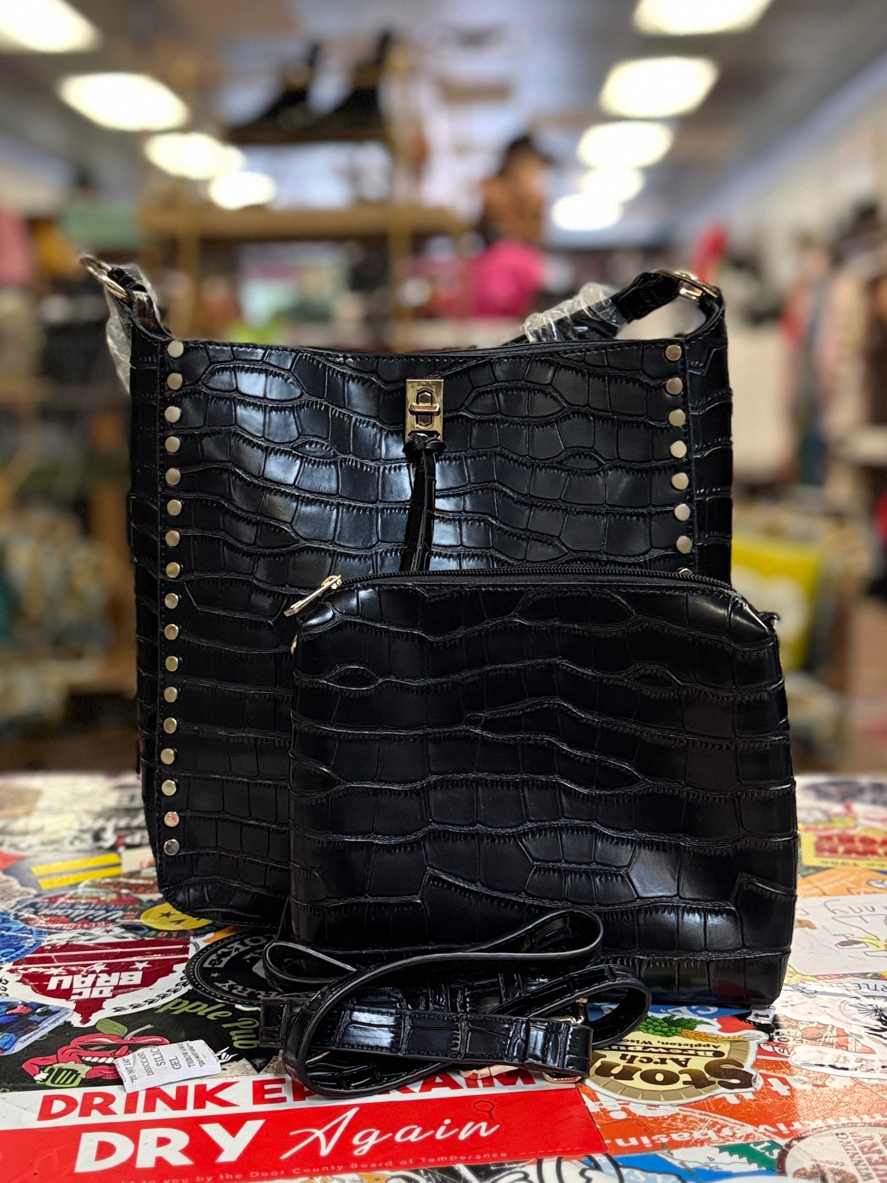 NWOT Kate & Mallory Croc-Embossed 2-PC Set (org$75)