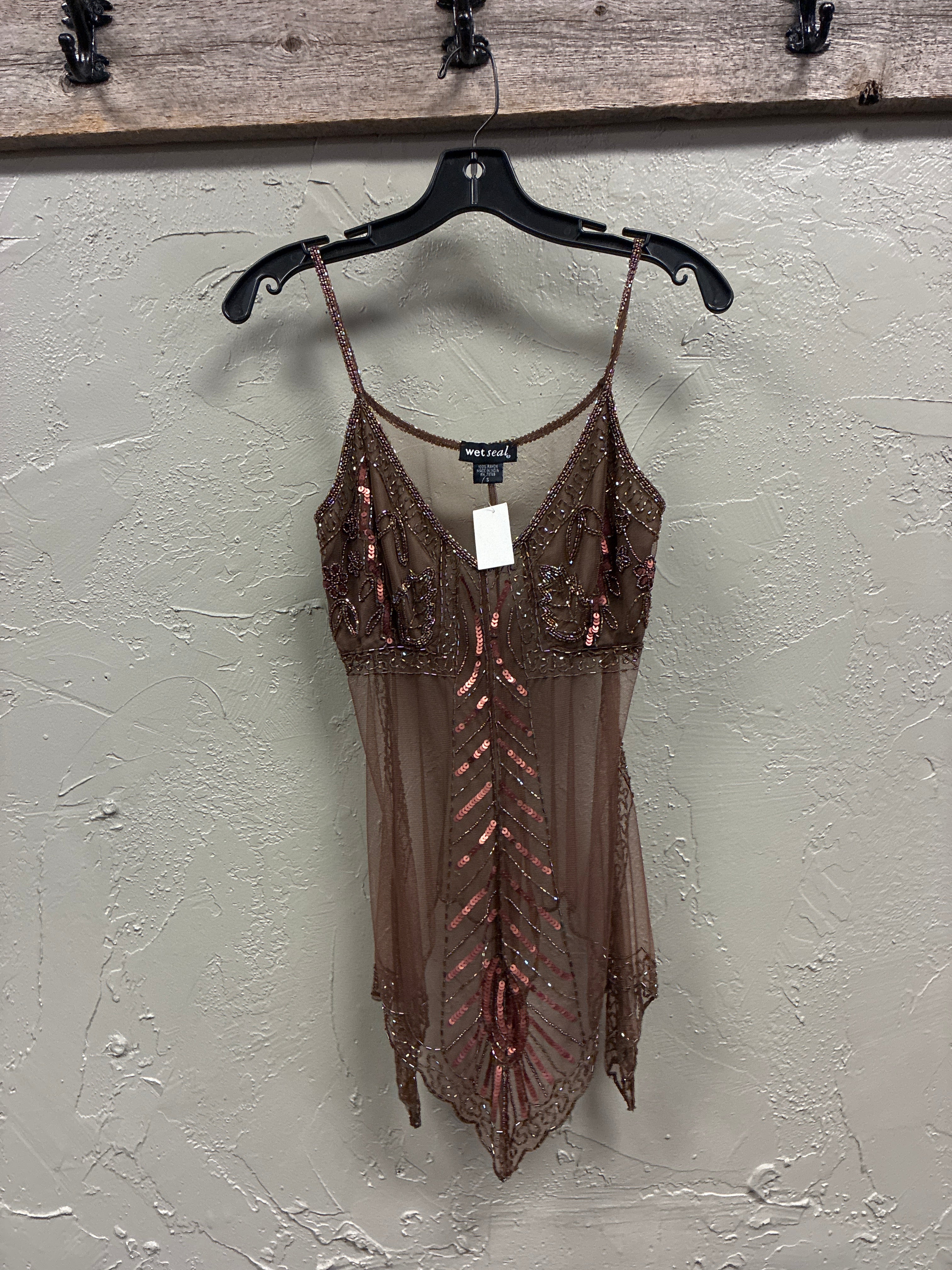 Vtg Y2K Sheer Beaded Camisole