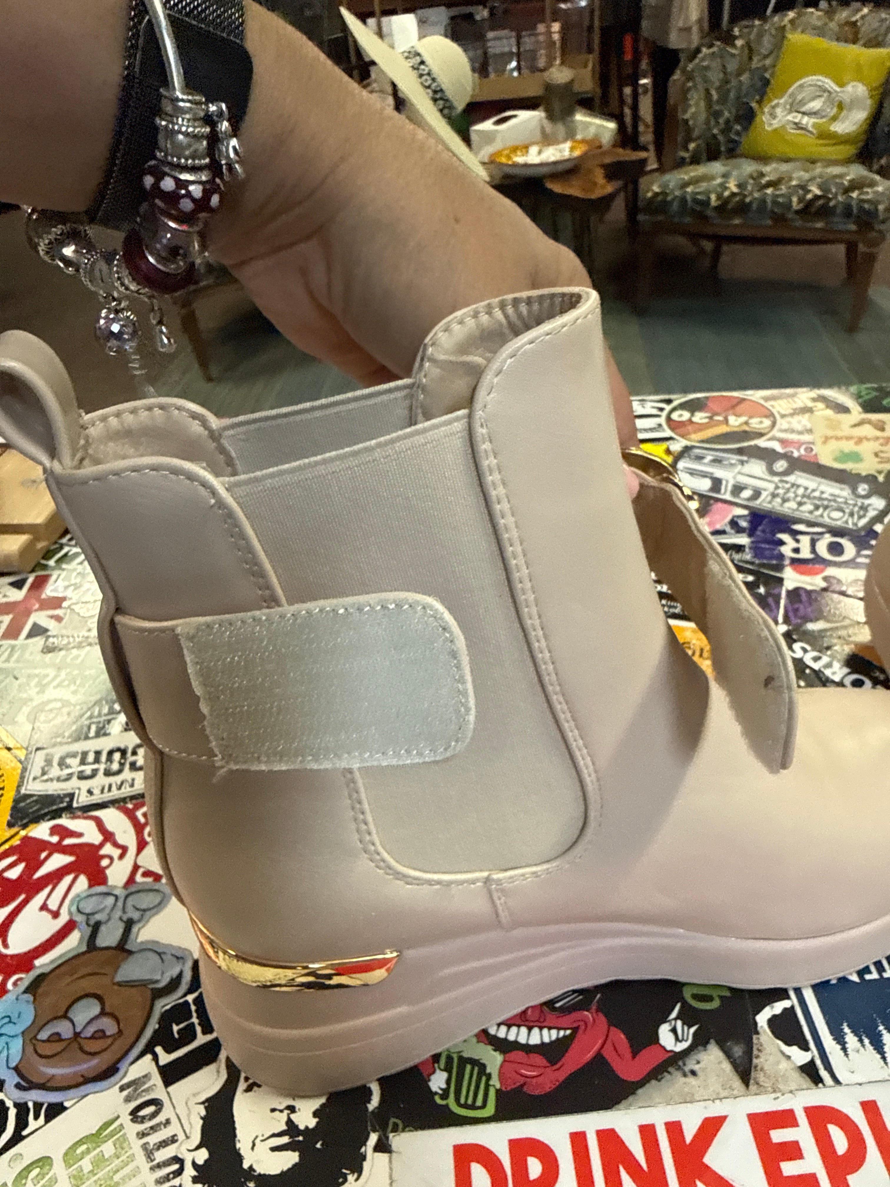 Chain Strap Wedge Boots