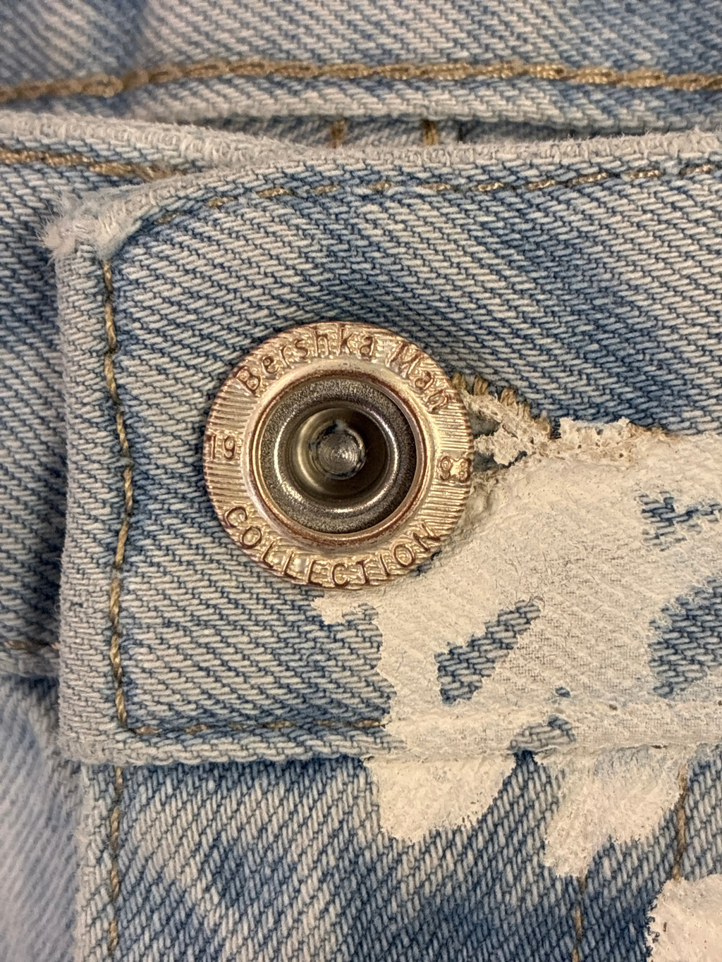 Bershka Graffiti Print Denim Shorts