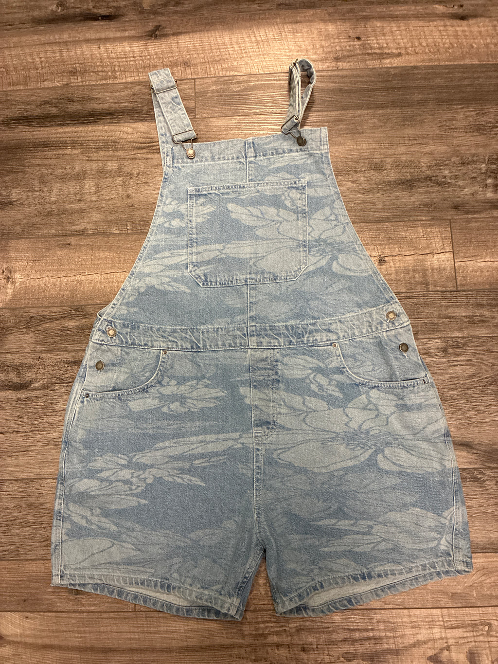 Nasty Gal Etched Floral Denim Shortalls